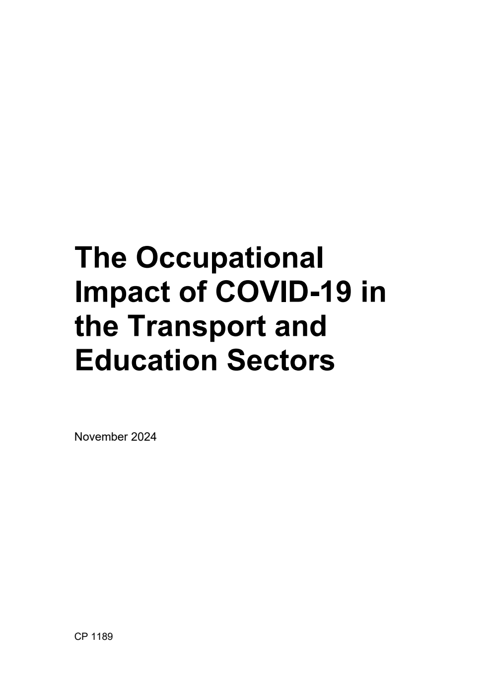 The Occupational Impact of COVID-19 in the Transport and Education Sectors