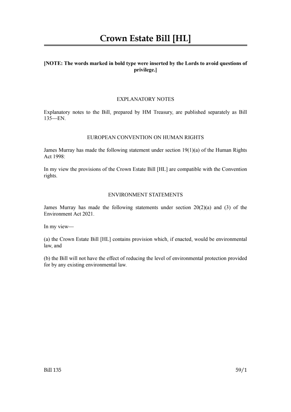Crown Estate Bill [as brought from the Lords]