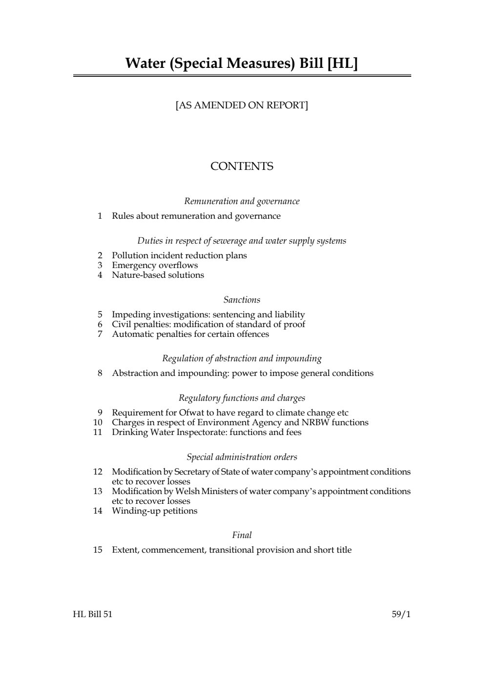 Water (Special Measures) Bill [as amended on Report]