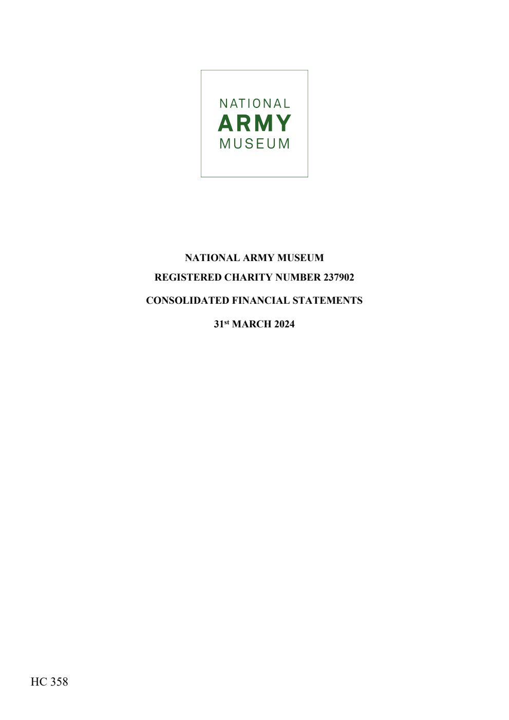 National Army Museum Registered Charity Number 237902 Consolidated Financial Statements for year ending 31st March 2024