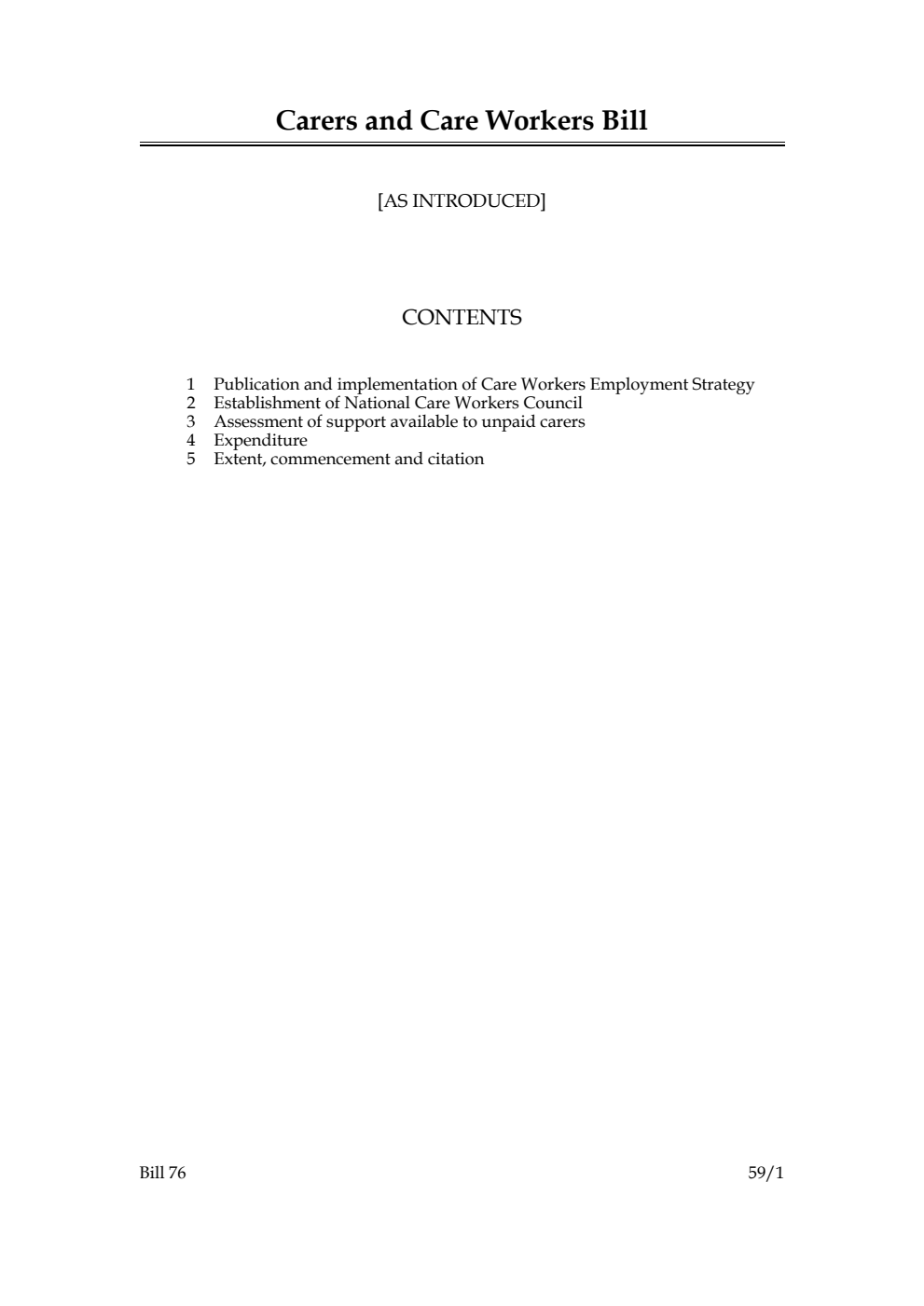 Carers and Care Workers Bill