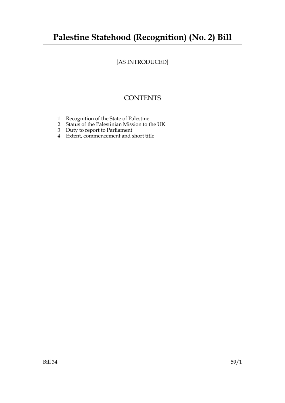 Palestine Statehood (Recognition) (No. 2) Bill