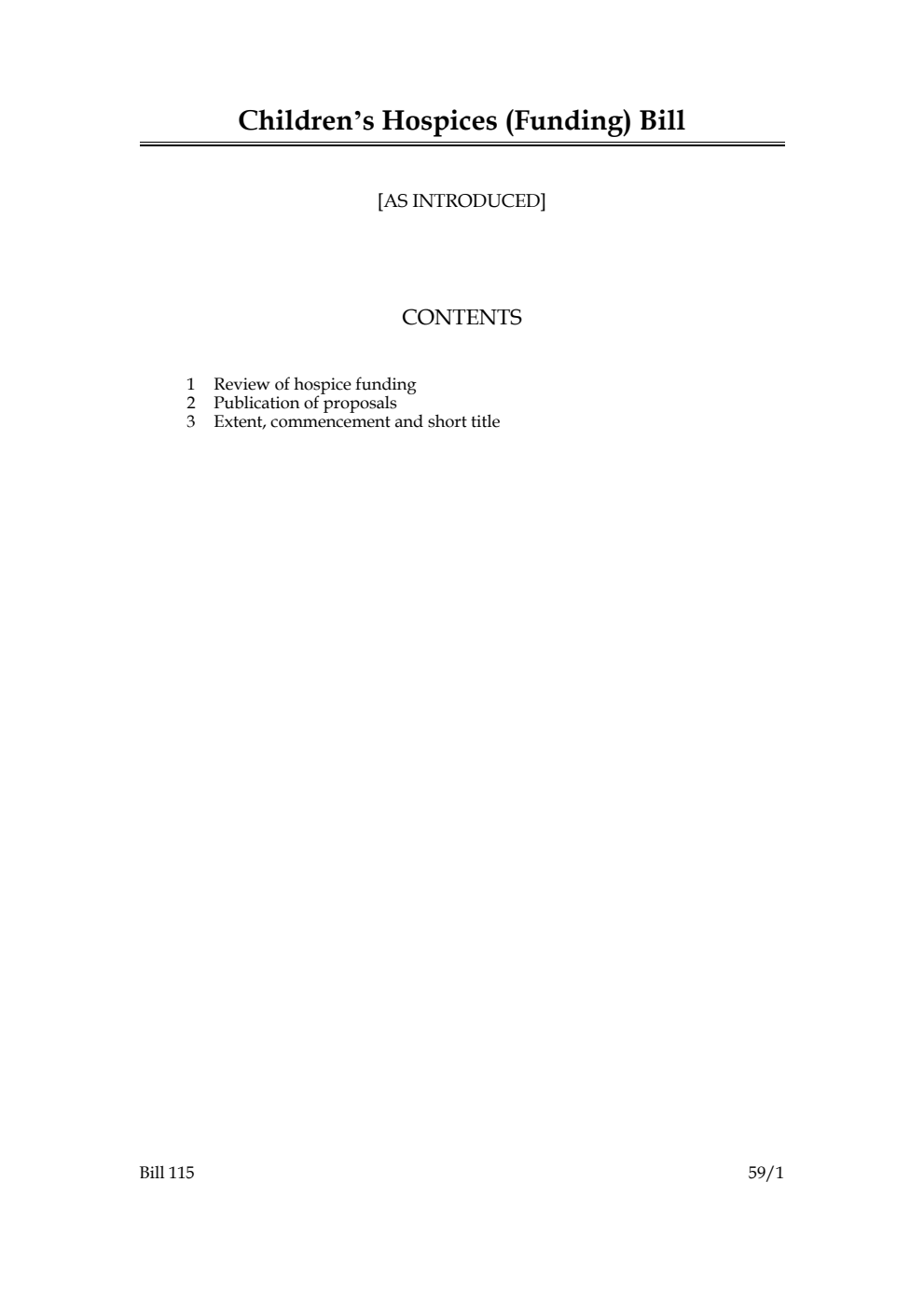 Children’s Hospices (Funding) Bill