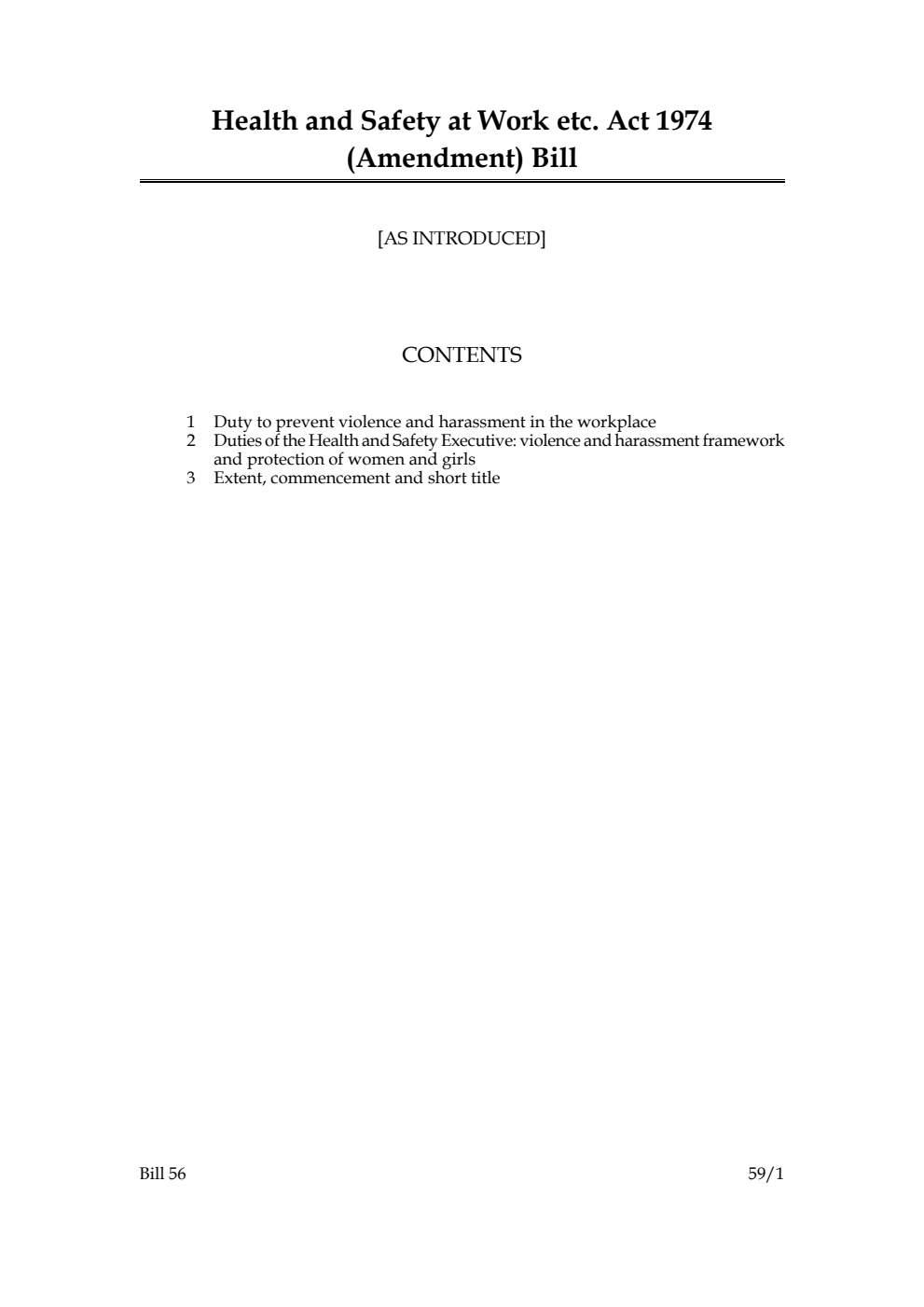 Health and Safety at Work etc. Act 1974 (Amendment) Bill