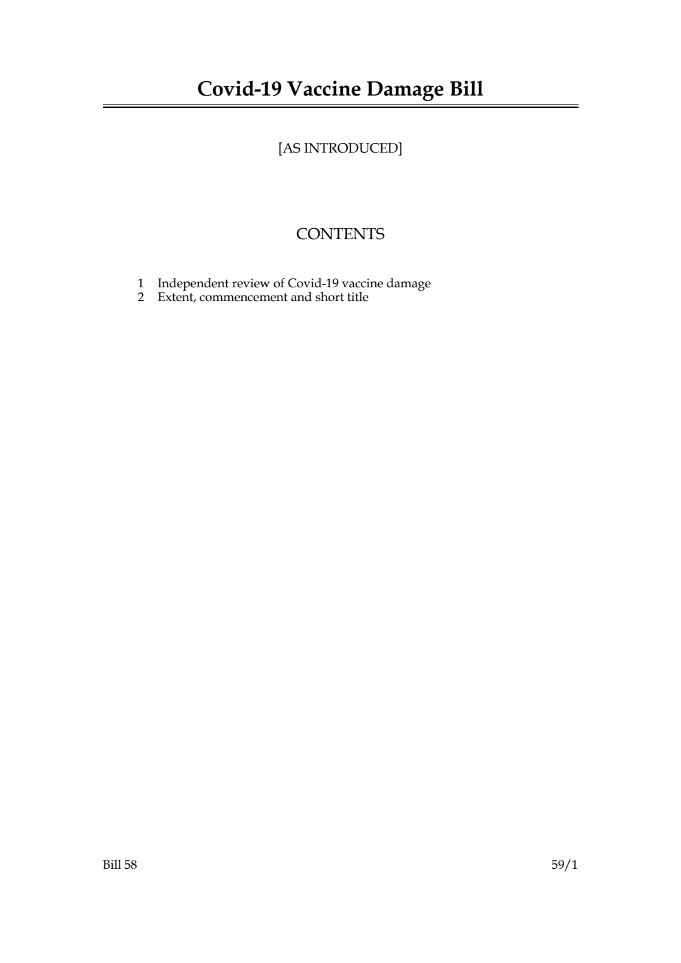 Covid-19 Vaccine Damage Bill