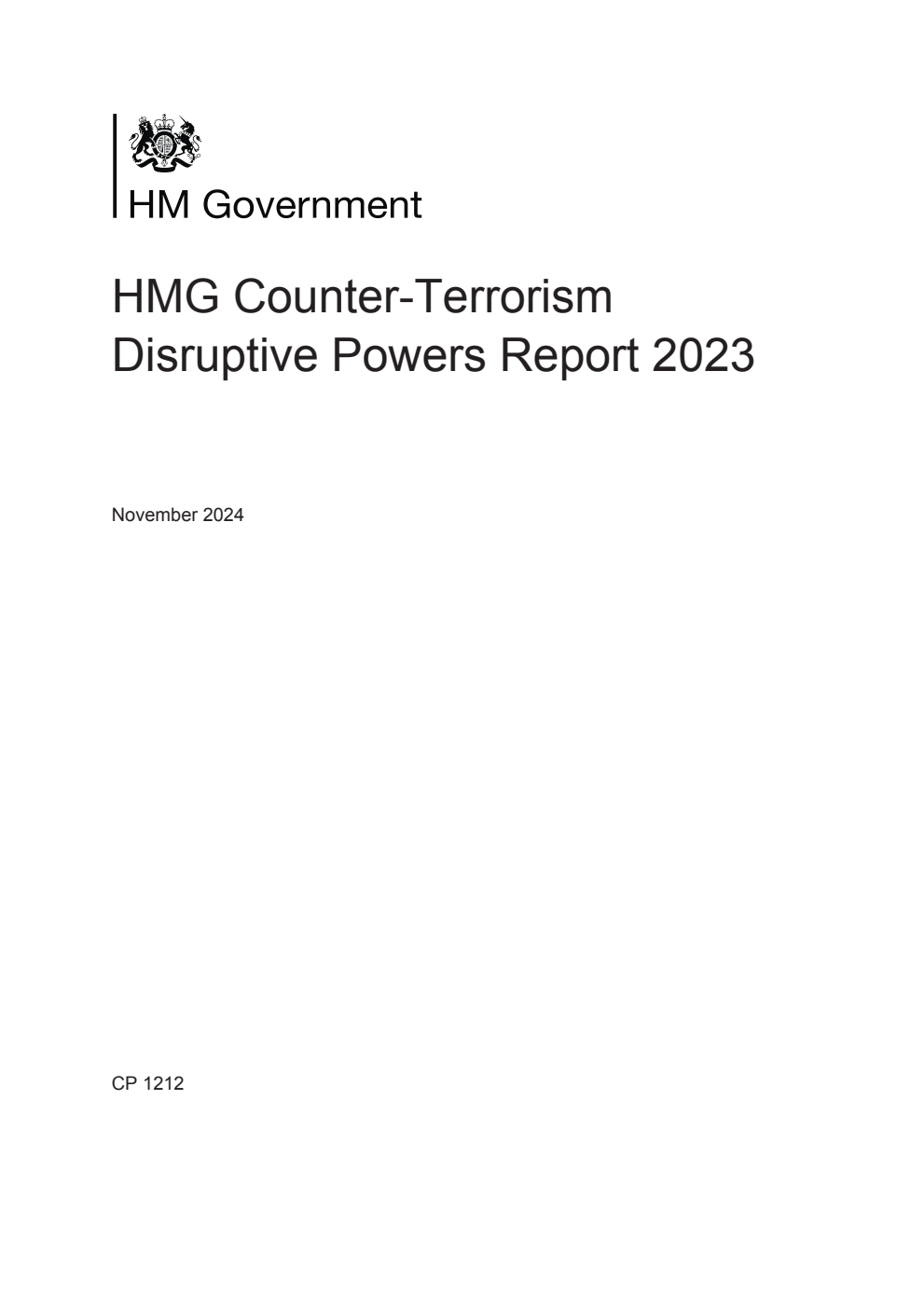 HMG Counter-Terrorism Disruptive Powers Report 2023