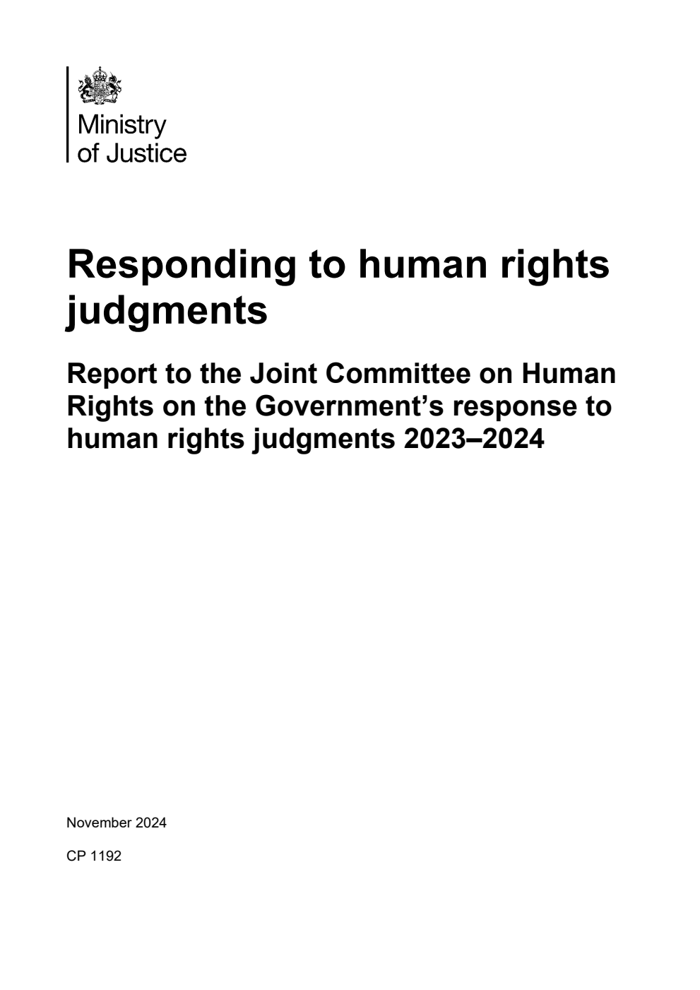 Responding to human rights judgments. Report to the Joint Committee on Human Rights on the Government’s response to human rights judgments 2023–2024