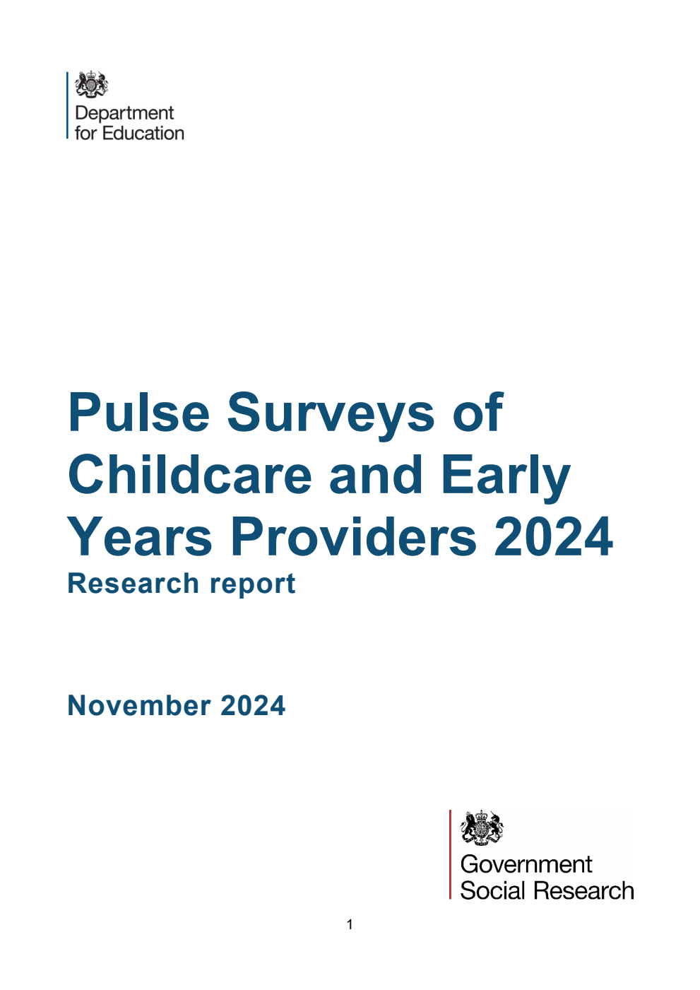DFE-RR1469 Pulse Surveys of Childcare and Early Years Providers 2024. Research report. November 2024