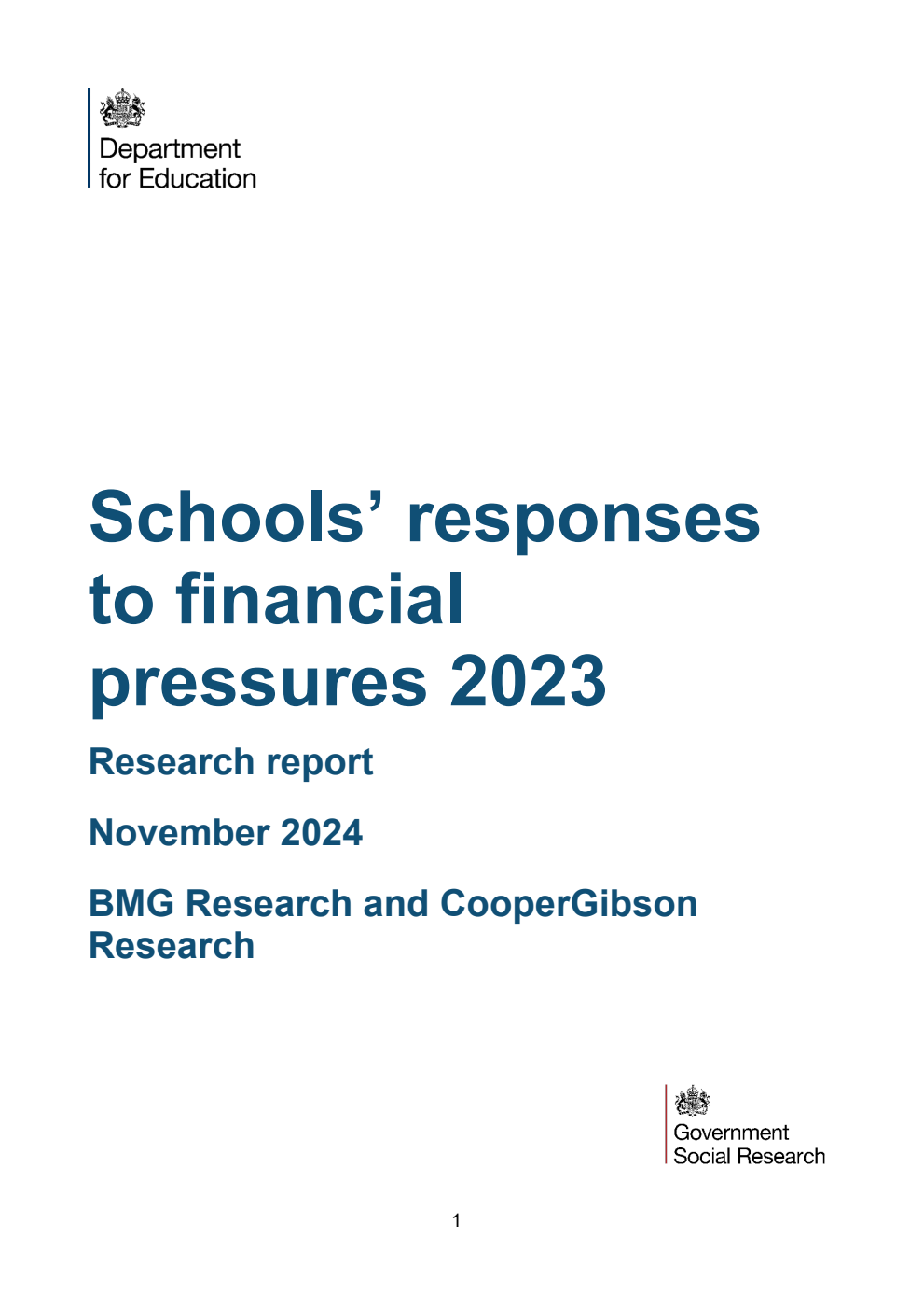 DFE-RR1397 Schools’ responses to financial pressures 2023. Research report. November 2024