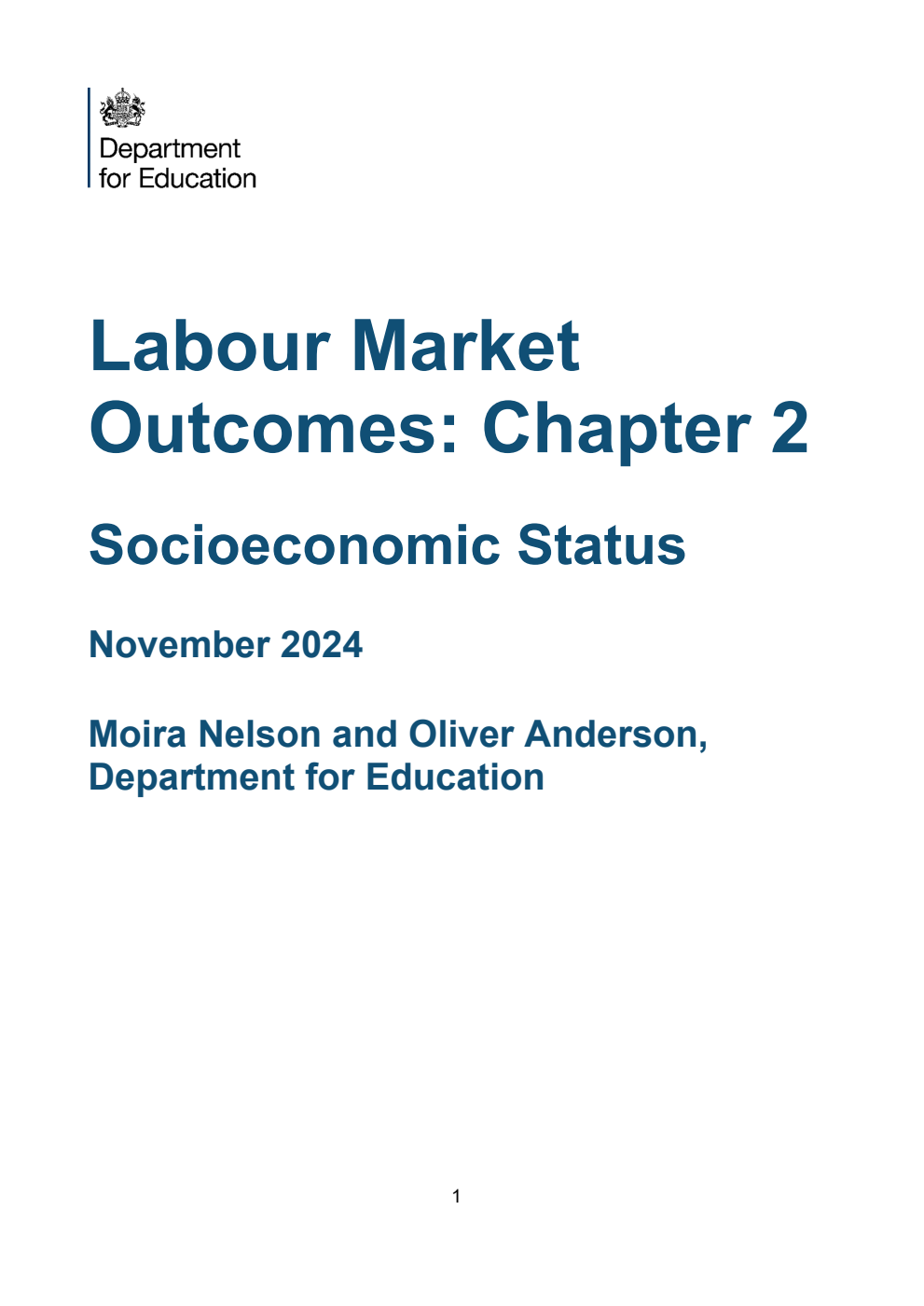 DFE-RR1464 Labour Market Outcomes: Chapter 2 Socioeconomic Status. November 2024