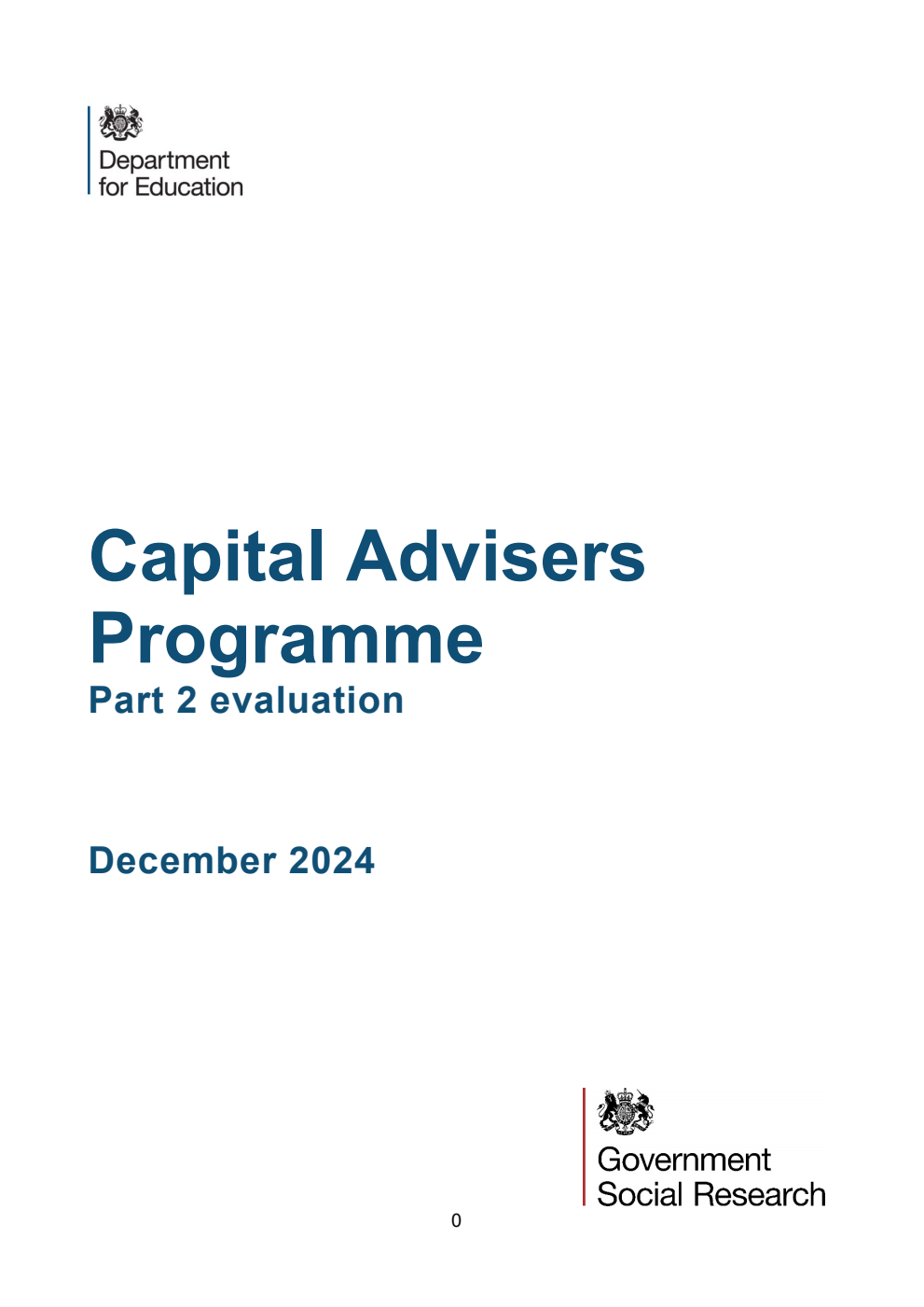 DFE-RR1475 Capital Advisers Programme. Part 2 evaluation. December 2024