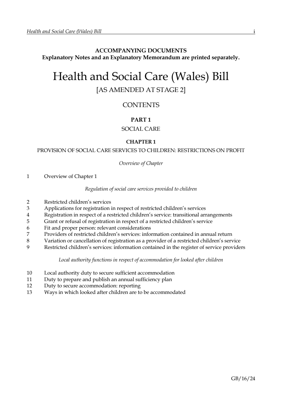 Health and Social Care (Wales) Bill [as amended at Stage 2]