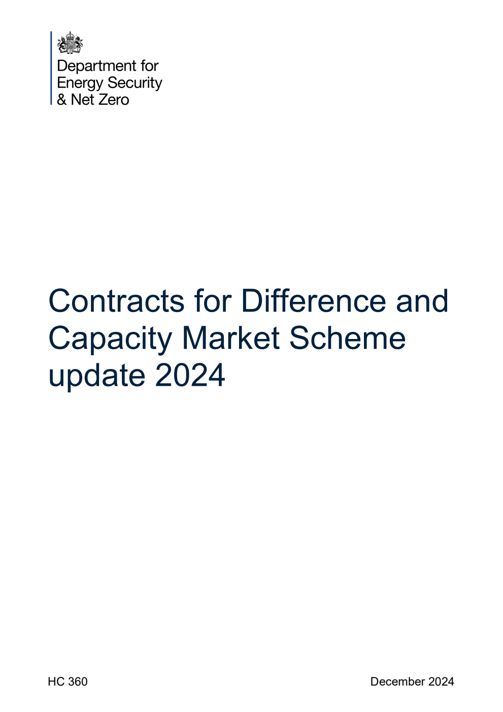 Contracts for Difference and Capacity Market Scheme update 2024