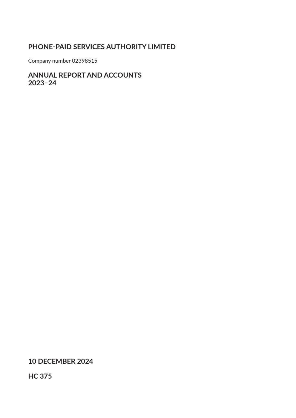 Phone-paid Services Authority Limited Annual Report and Accounts 2023-24