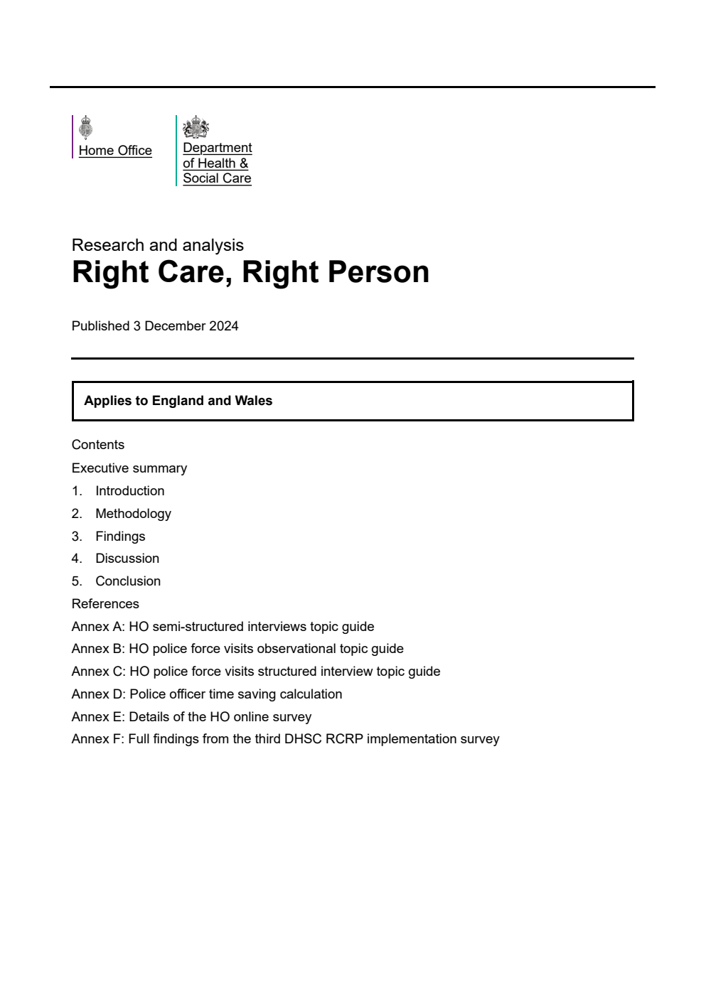 Home Office Research Report Right Care, Right Person