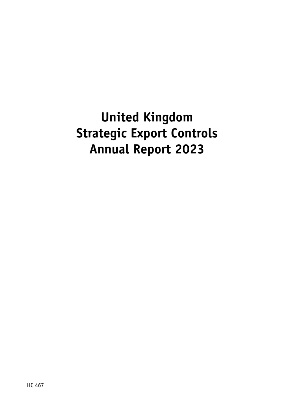United Kingdom Strategic Export Controls Annual Report 2023