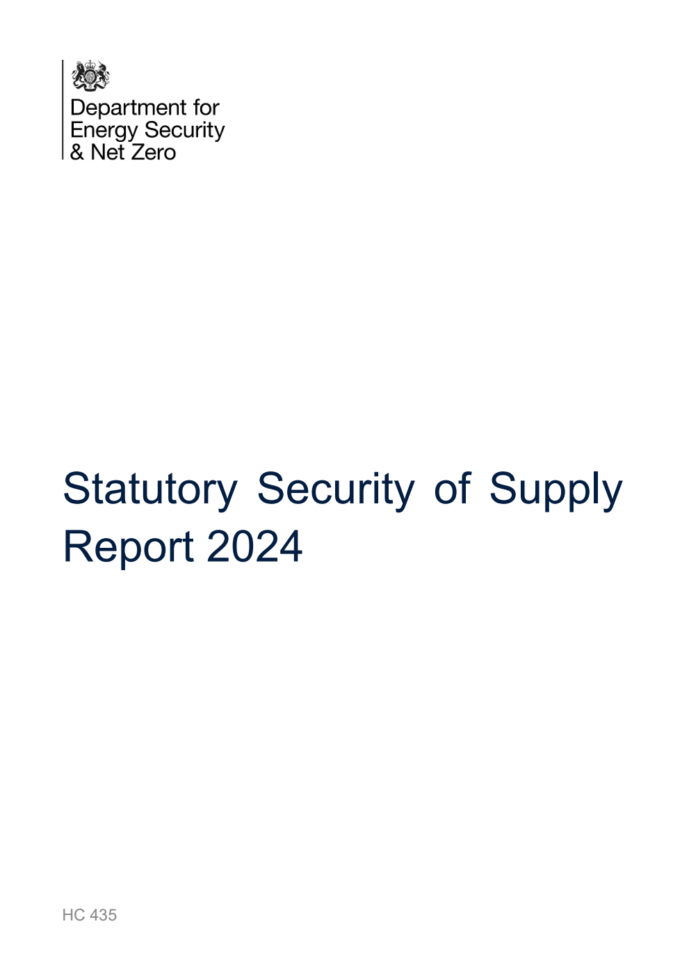 Statutory Security of Supply Report 2024