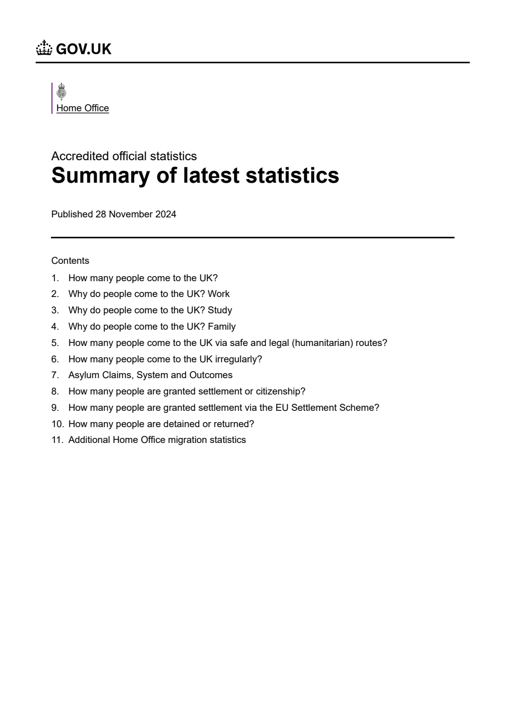 Home Office Research Report Immigration system statistics year ending September 2024