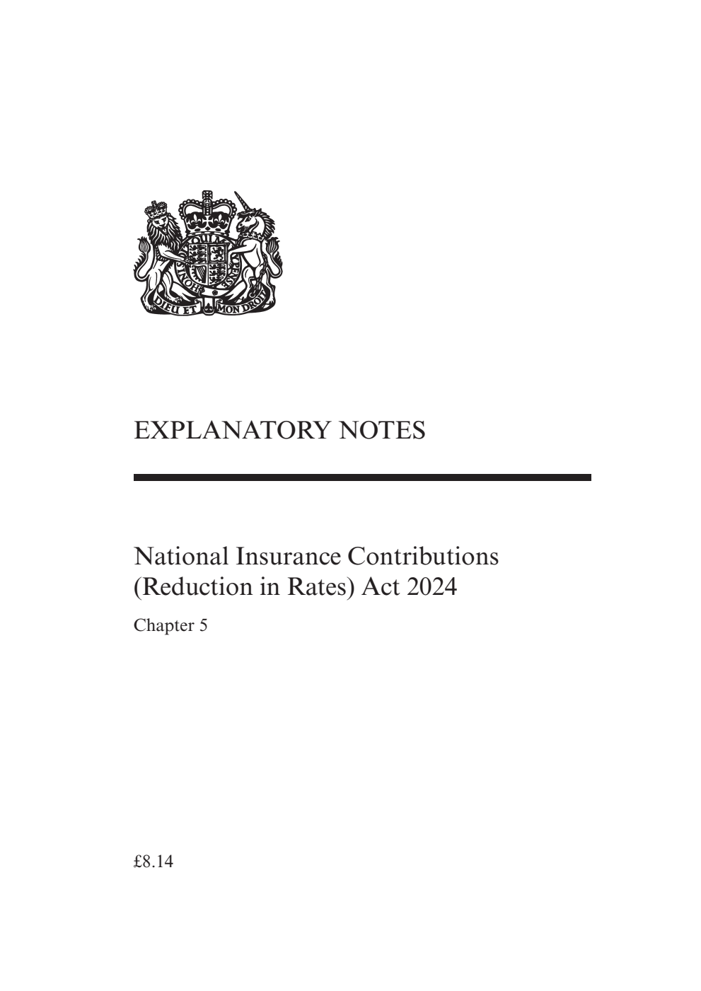 National Insurance Contributions (Reduction in Rates) Act 2024: Chapter 5 Explanatory Notes
