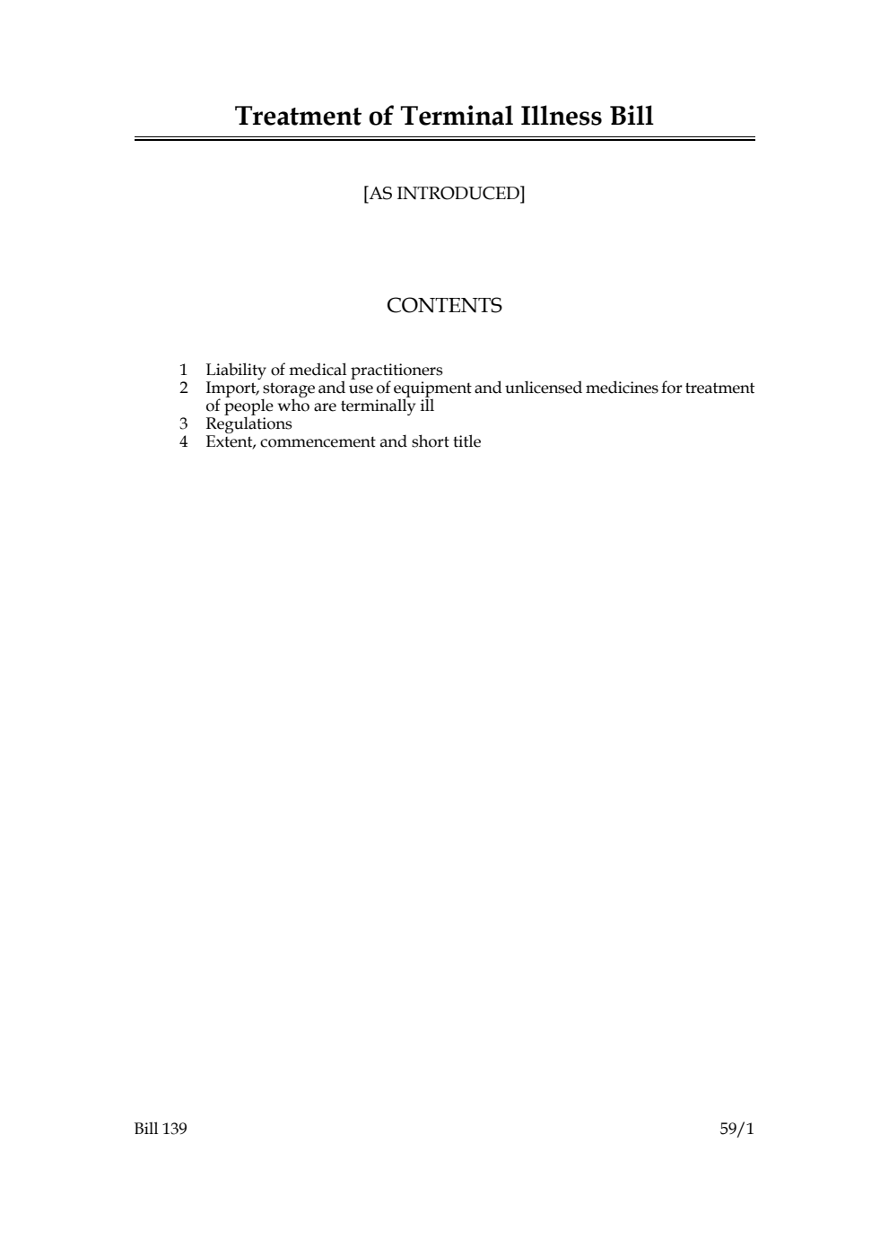 Treatment of Terminal Illness Bill