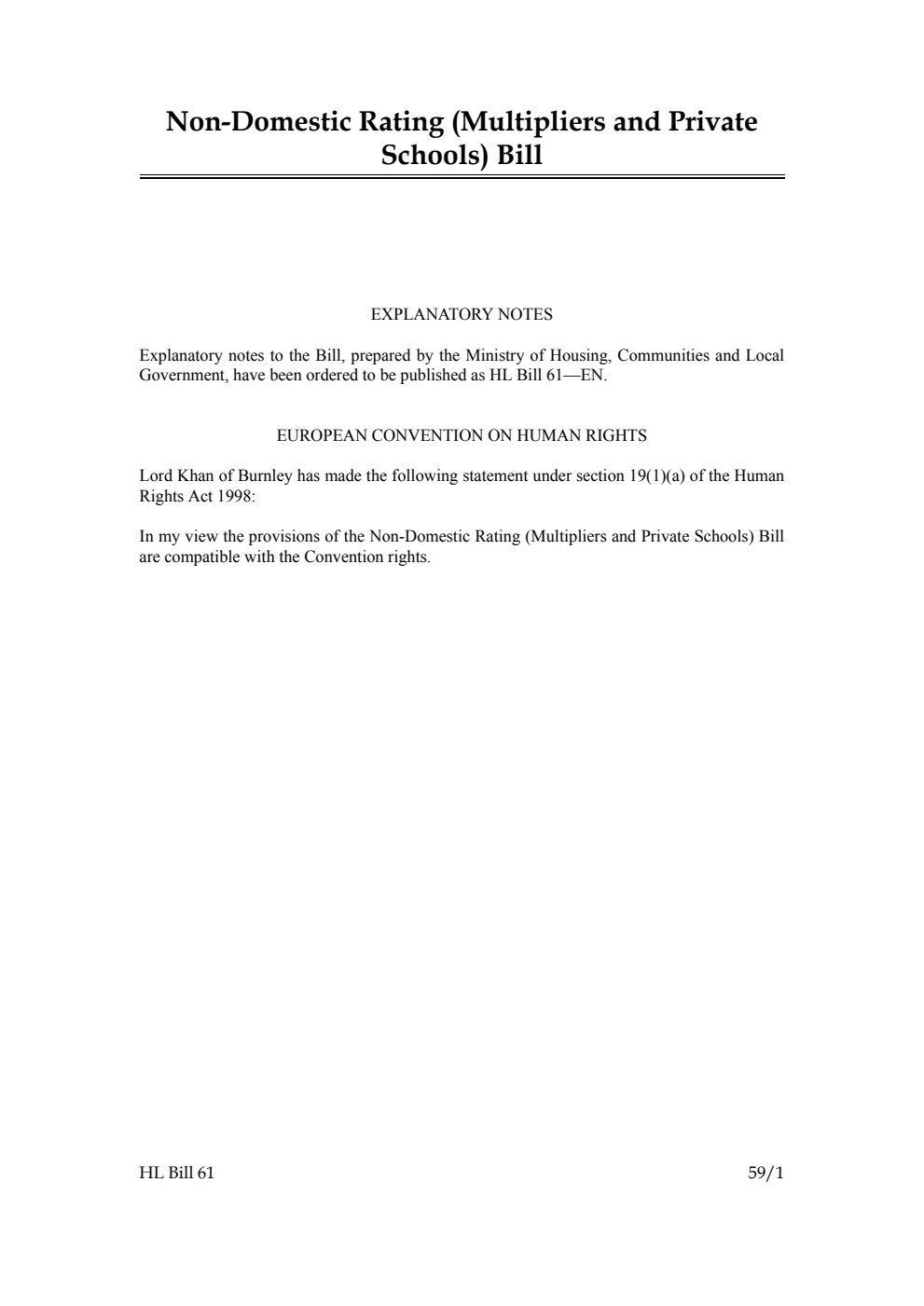 Non-Domestic Rating (Multipliers and Private Schools) Bill