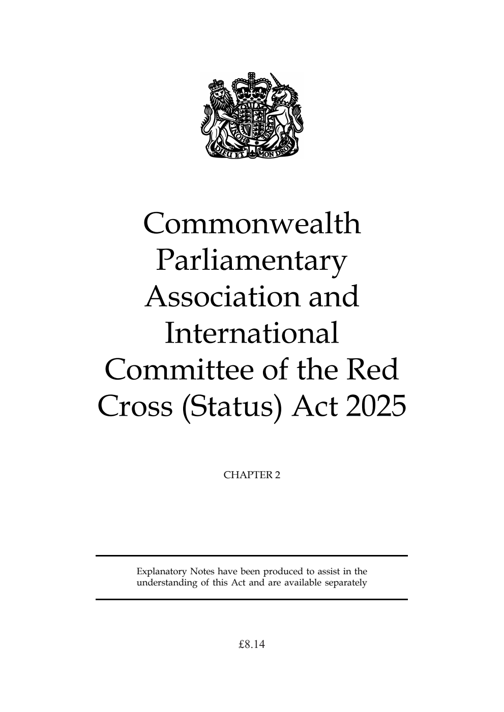Commonwealth Parliamentary Association and International Committee of the Red Cross (Status) Act 2025: Chapter 2