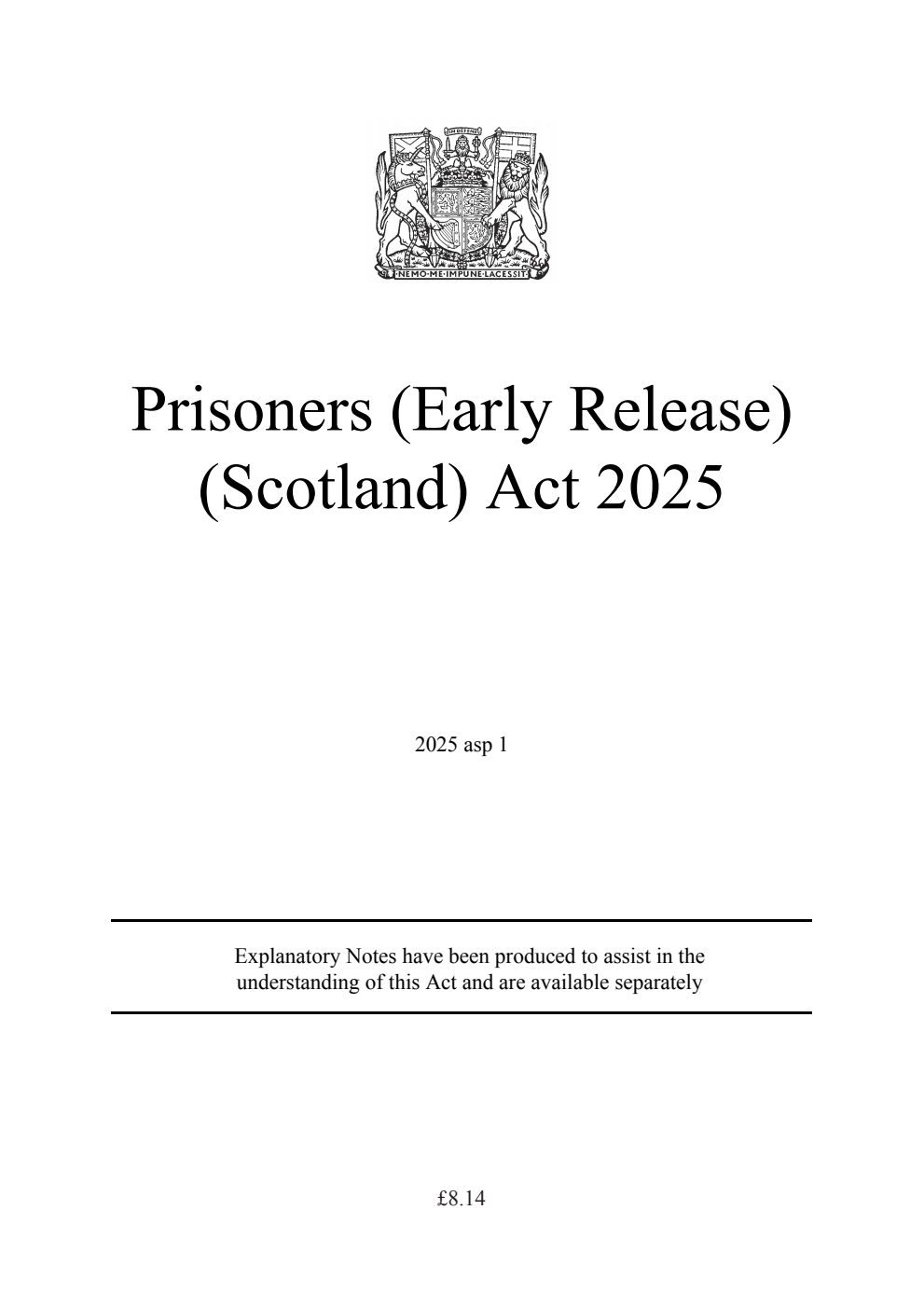 Prisoners (Early Release) (Scotland) Act 2025