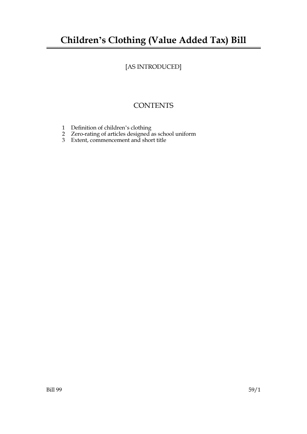 Children’s Clothing (Value Added Tax) Bill