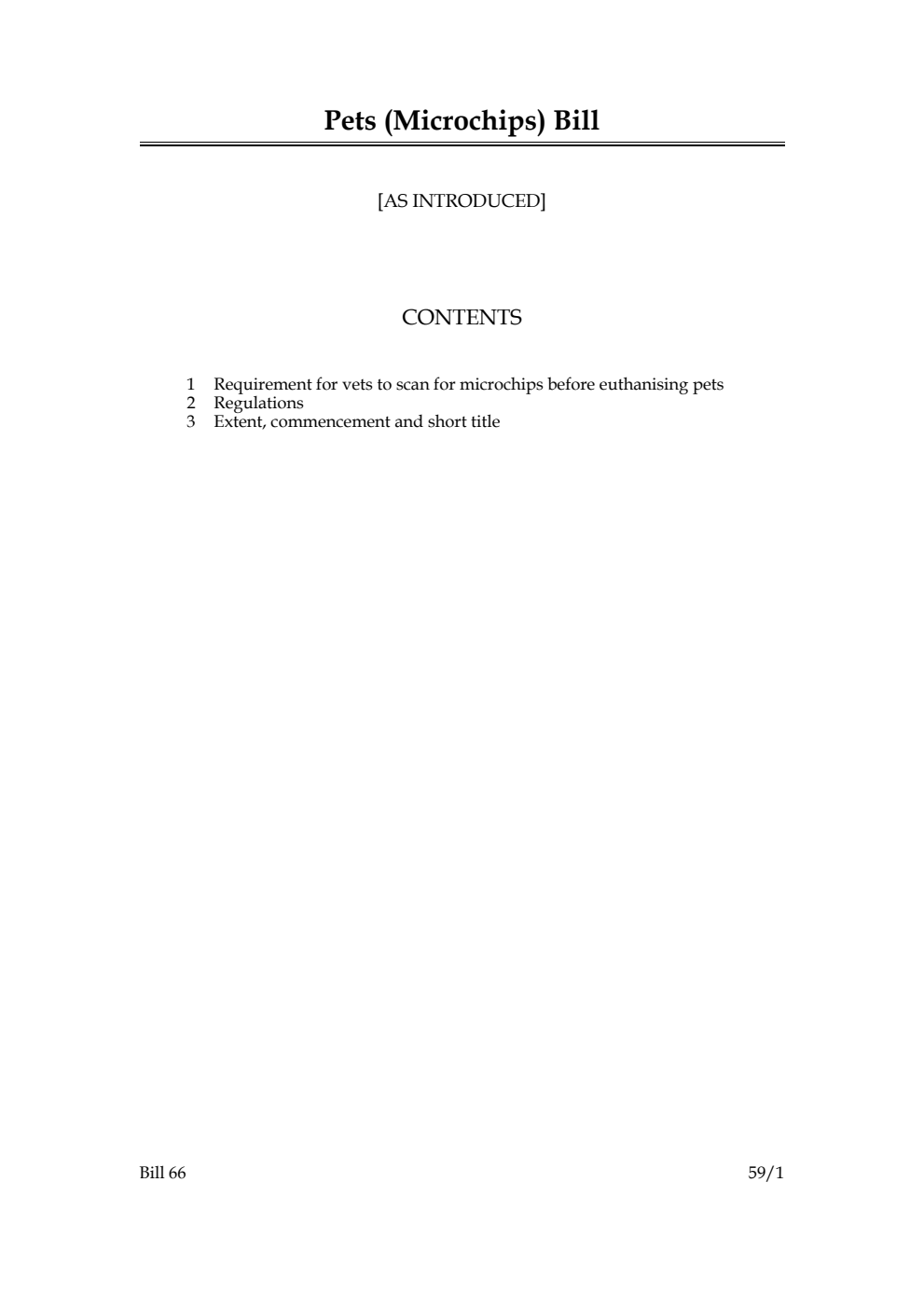 Pets (Microchips) Bill