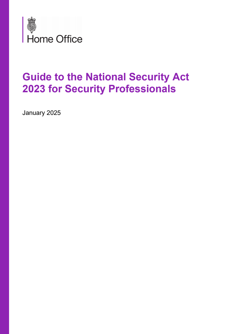 Guide to the National Security Act 2023 for Security Professionals. January 2025
