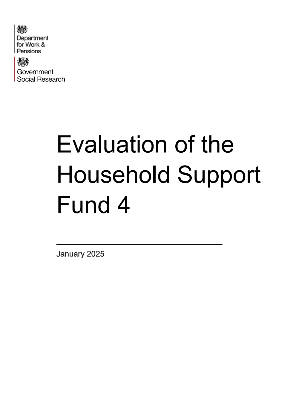 Research Report 1084 Evaluation of the Household Support Fund 4. January 2025