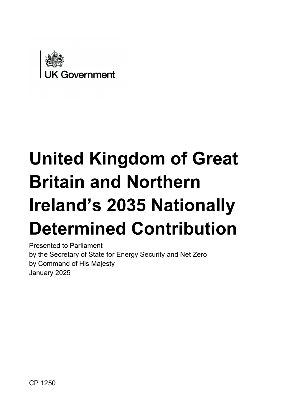 United Kingdom of Great Britain and Northern Ireland’s 2035 Nationally Determined Contribution