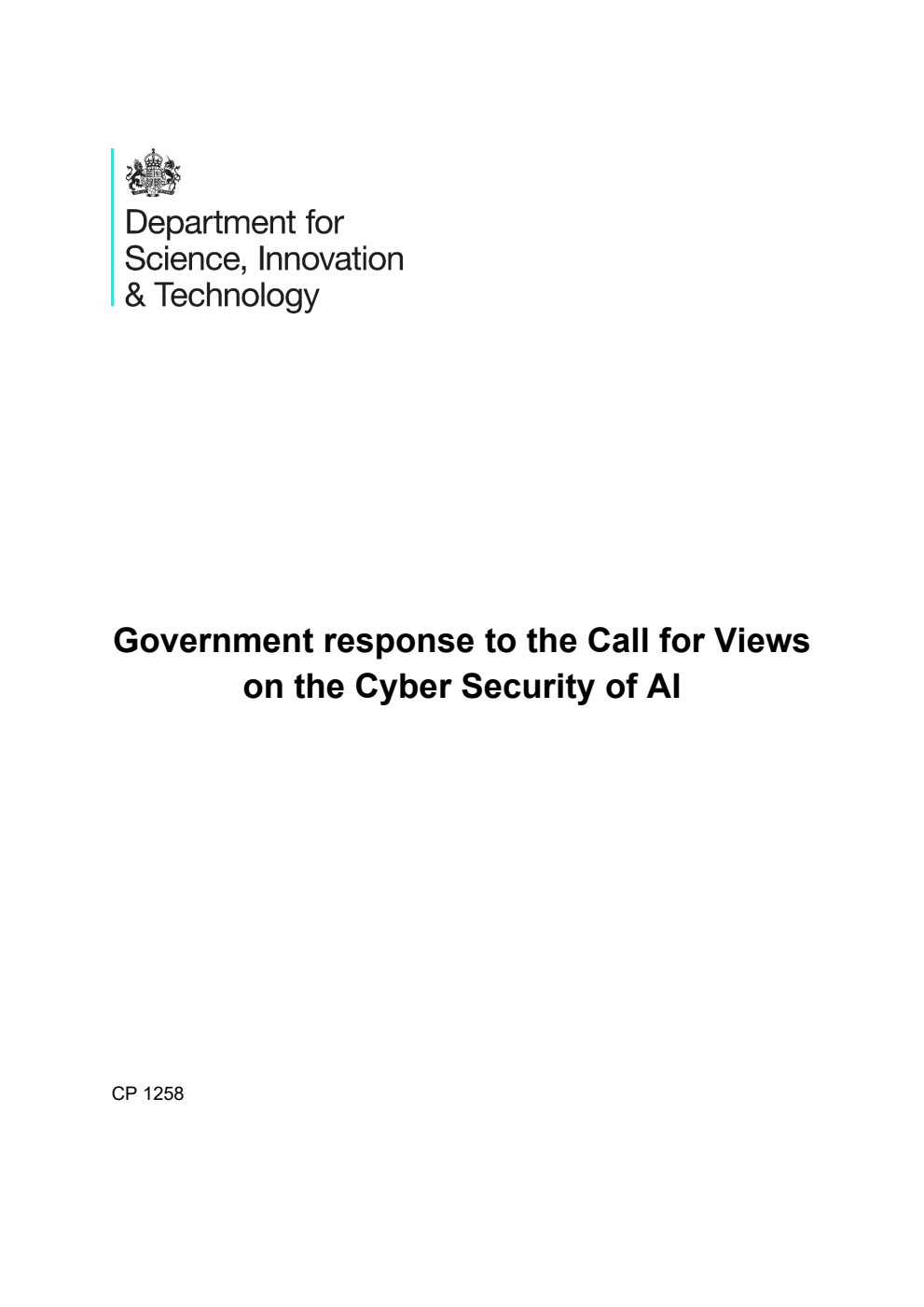Government response to the Call for Views on the Cyber Security of AI
