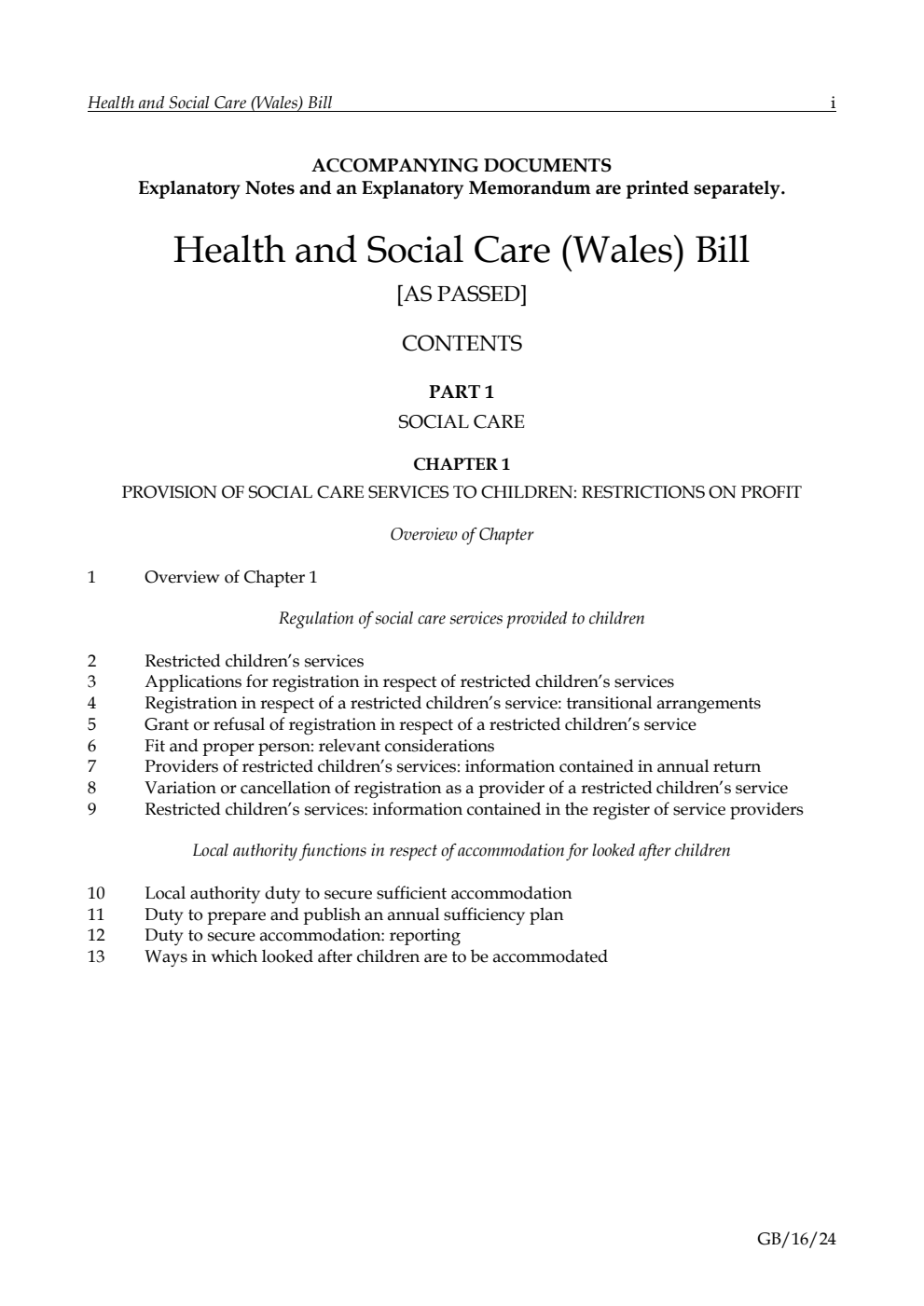 Health and Social Care (Wales) Bill [as Passed]