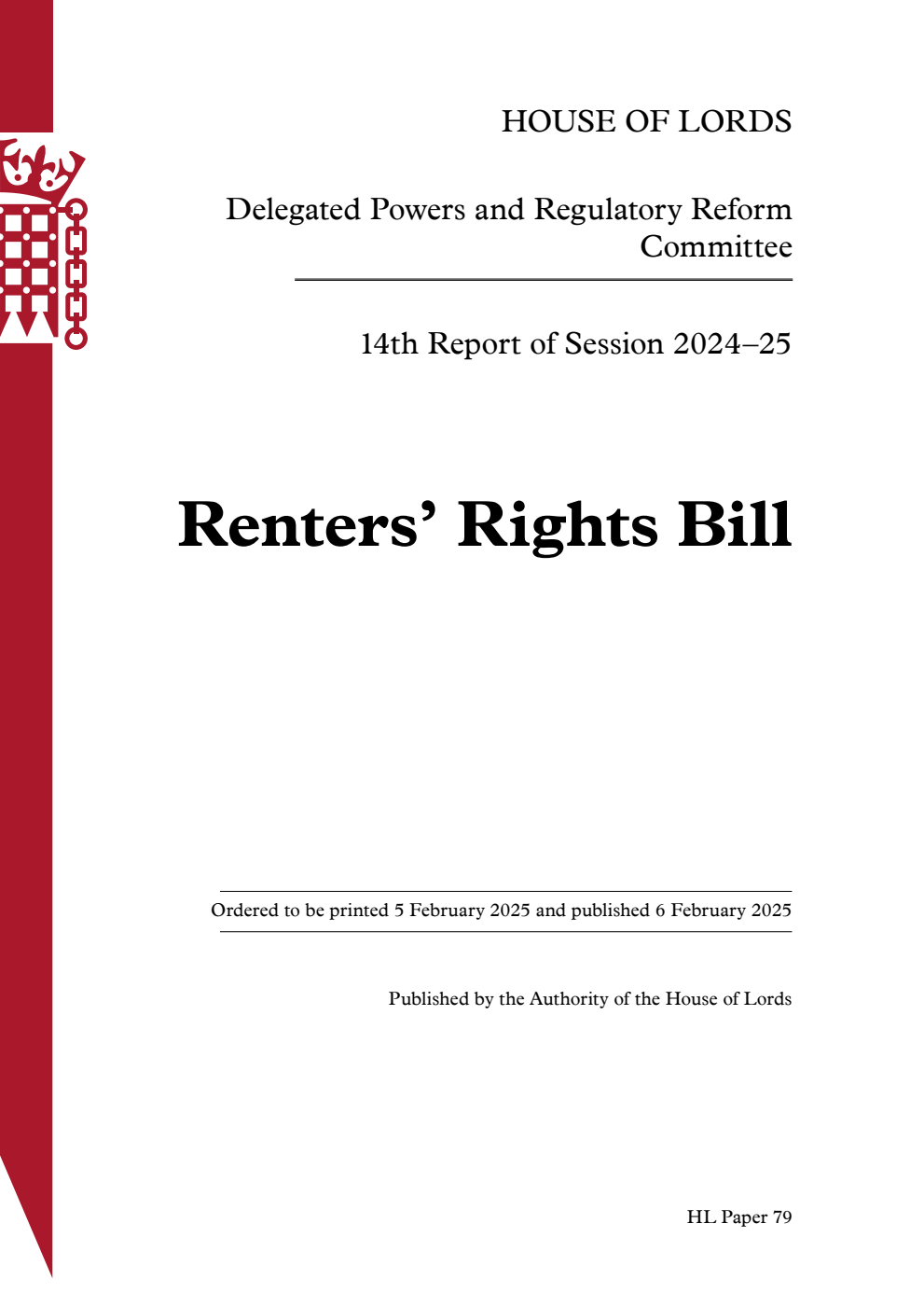 Delegated Powers and Regulatory Reform Committee 14th Report. Renters’ Rights Bill
