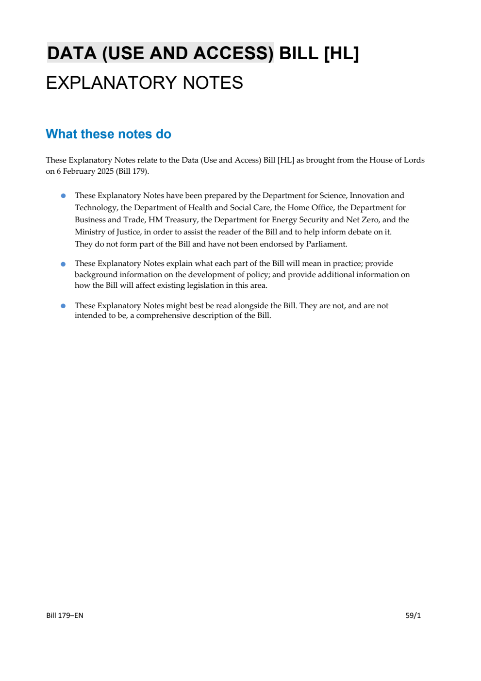 Data (Use and Access) Bill Explanatory Notes