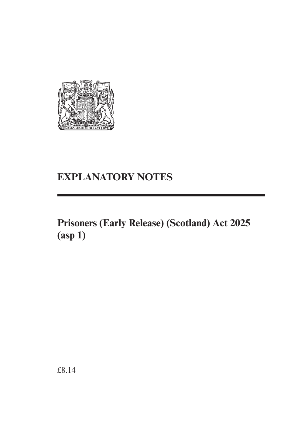 Prisoners (Early Release) (Scotland) Act 2025 Explanatory Notes