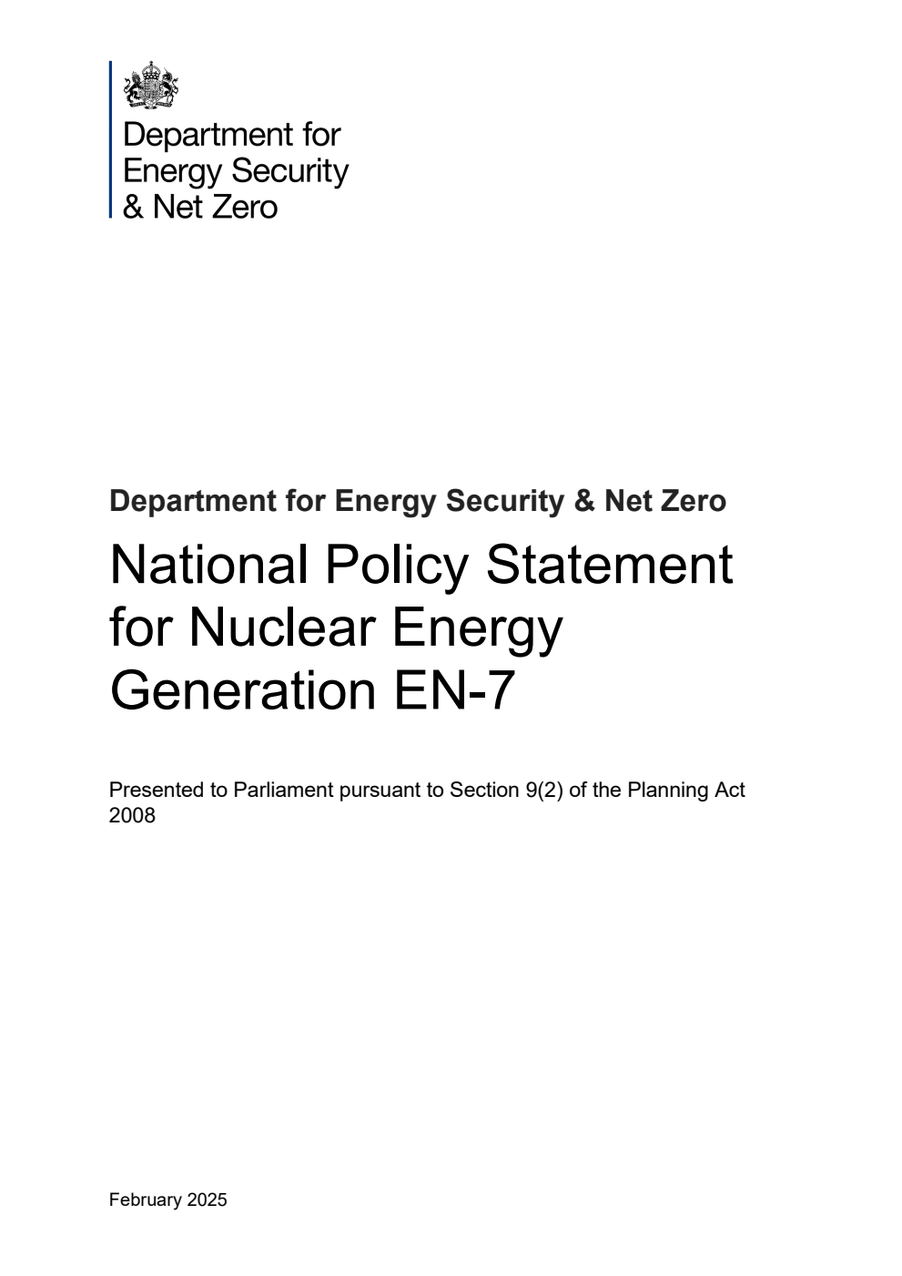 National Policy Statement for Nuclear Energy Generation EN-7