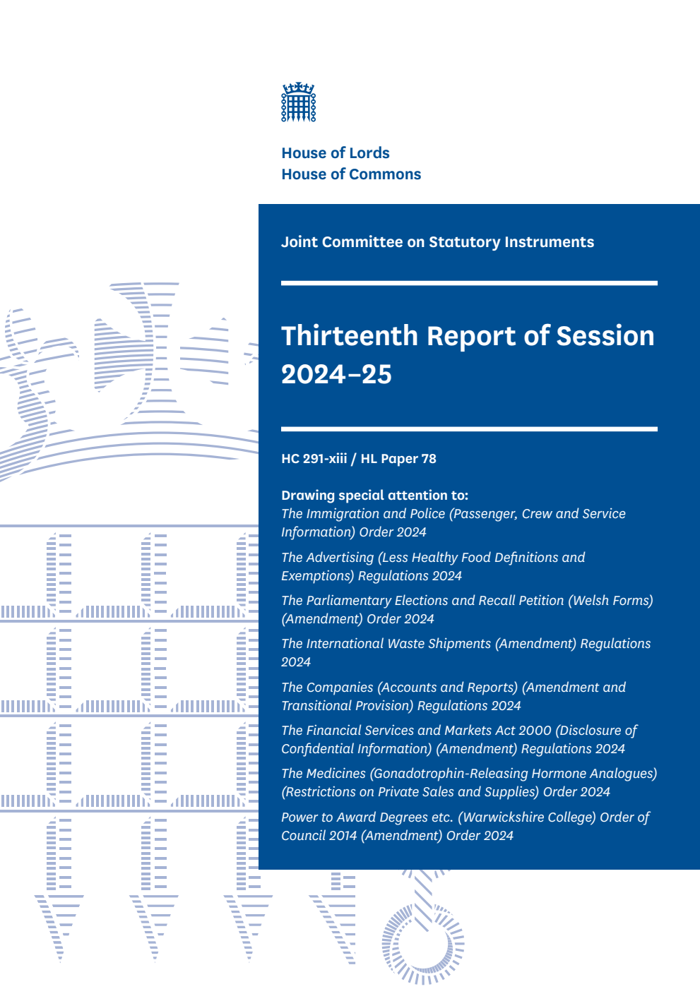 Joint Committee on Statutory Instruments 13th Report of Session 2024-25