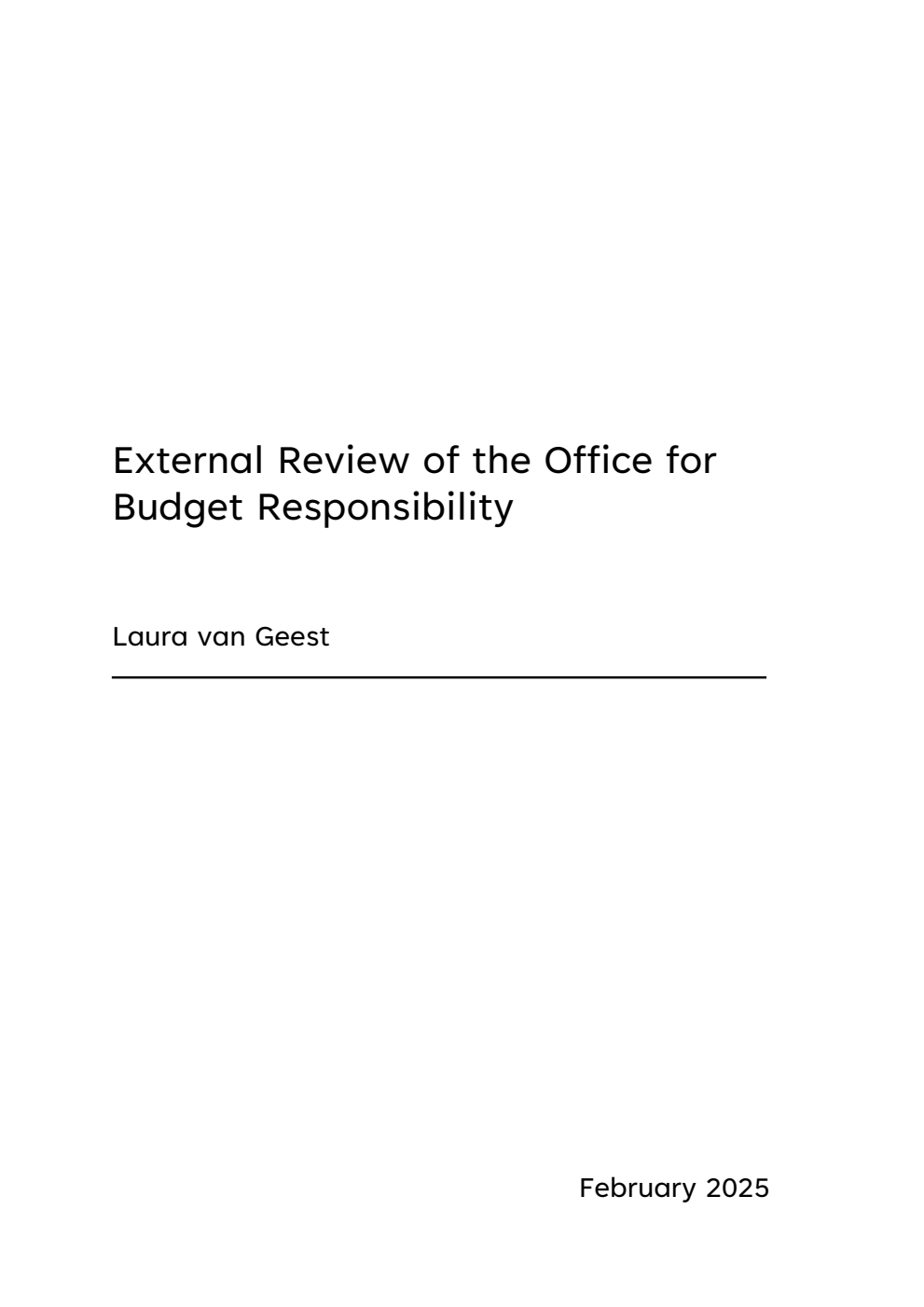 External Review of the Office for Budget Responsibility