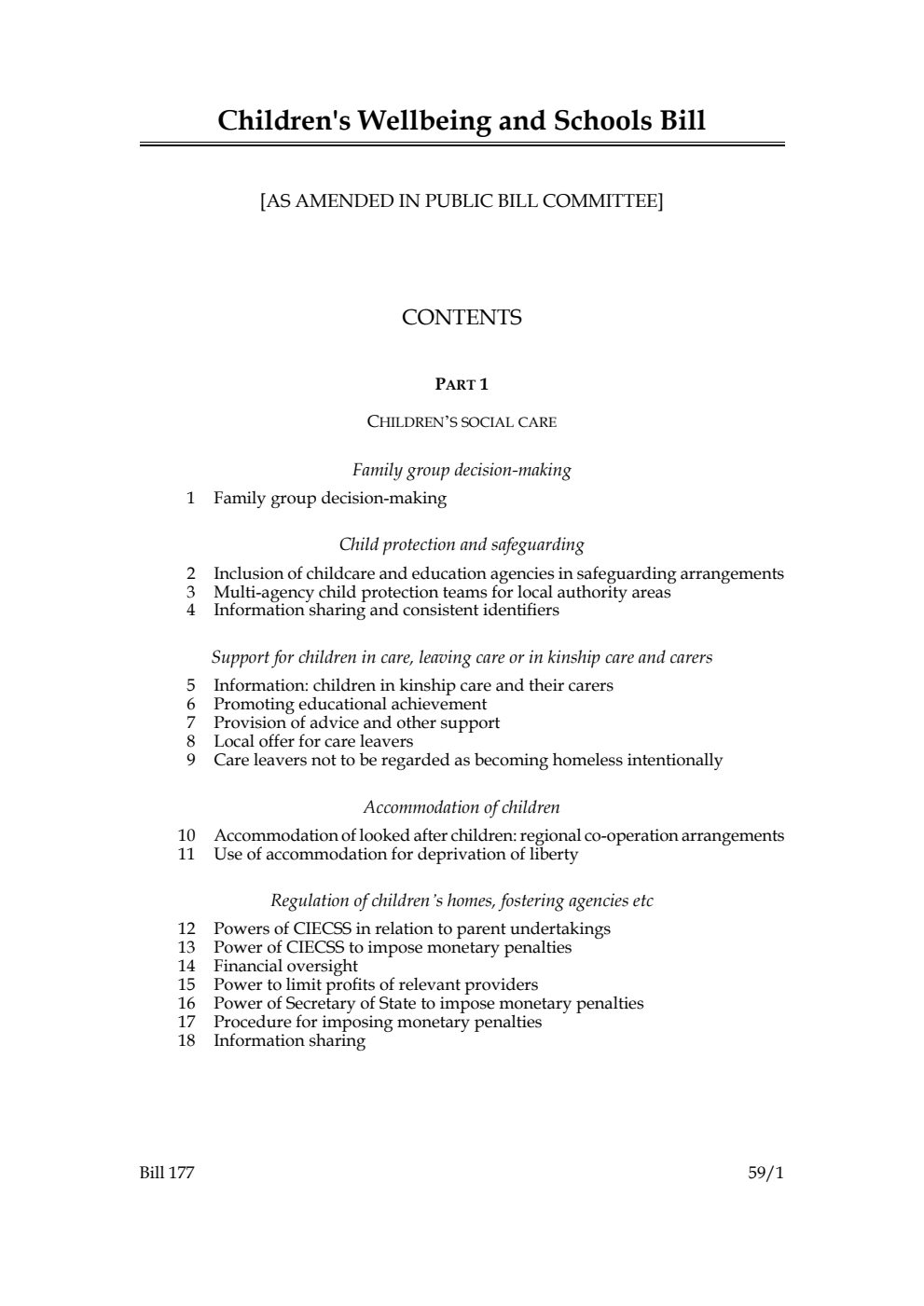 Children’s Wellbeing and Schools Bill [as amended in Public Bill Committee]