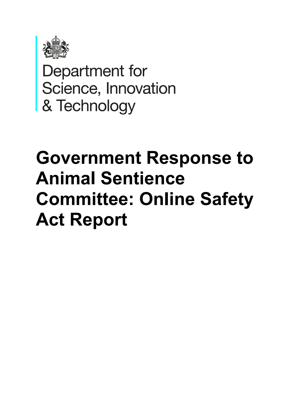 Government Response to Animal Sentience Committee: Online Safety Act Report