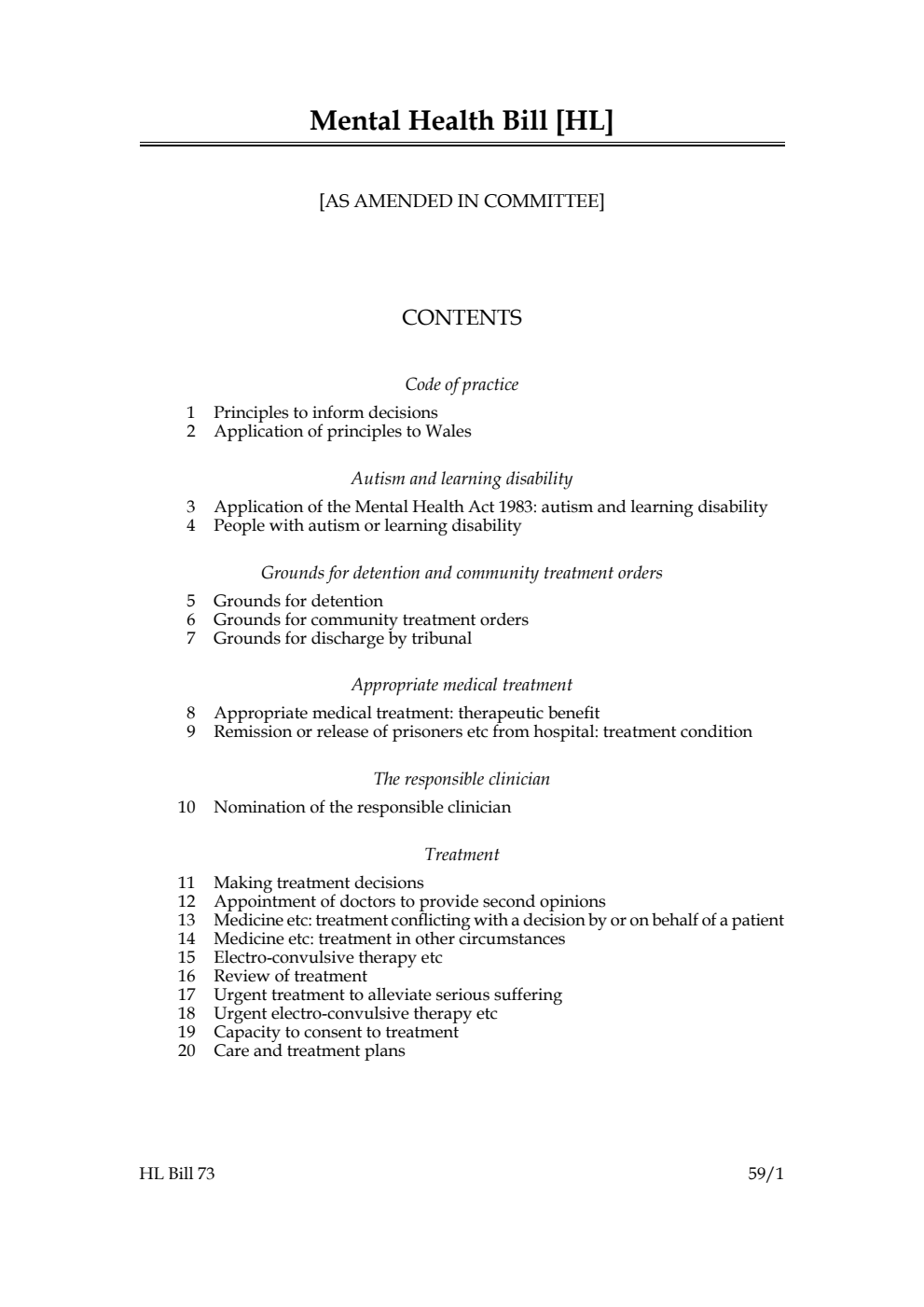 Mental Health Bill [as amended in Committee]