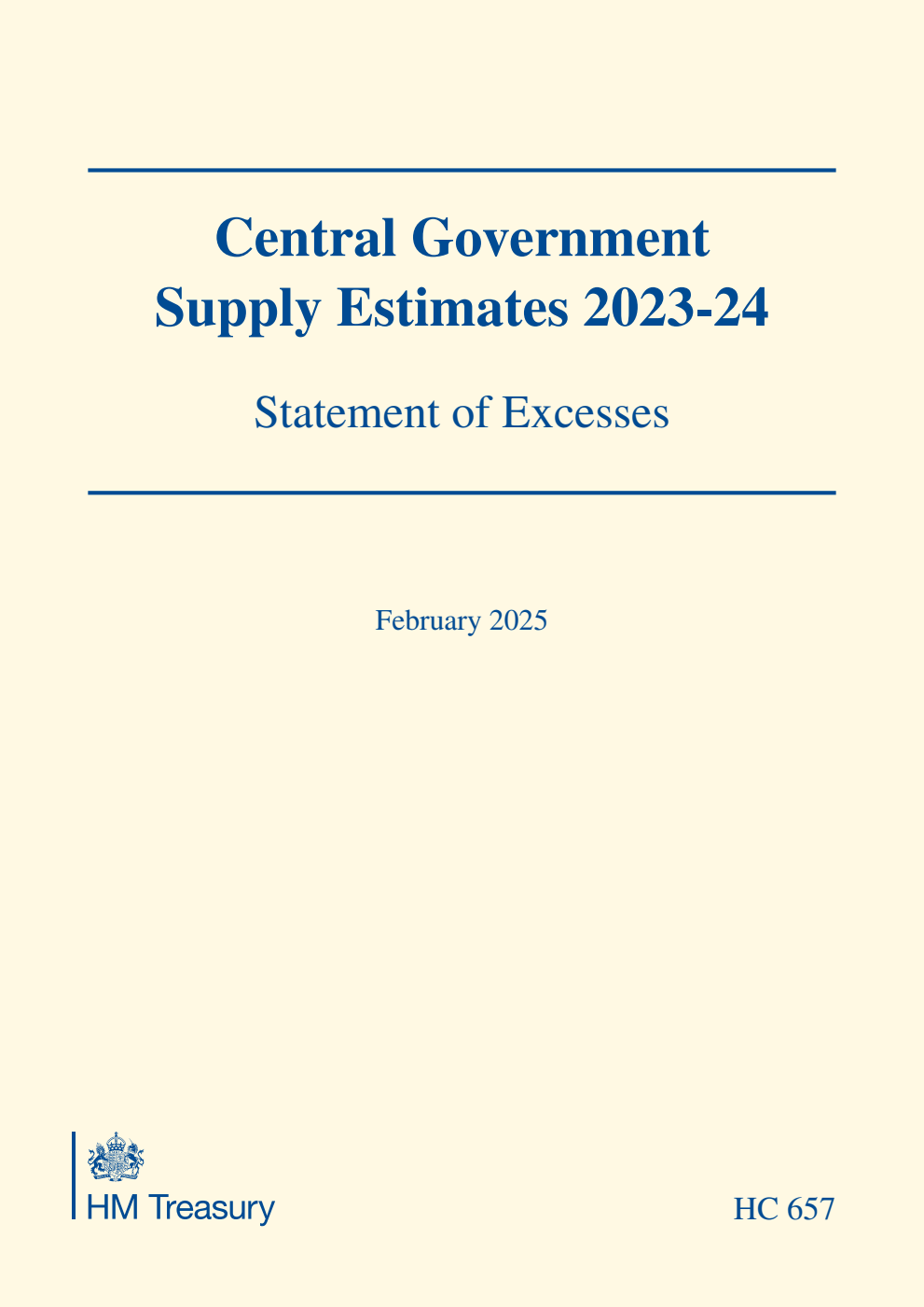 Central Government Supply Estimates 2023-24: Statement of Excesses for the year ending 31 March 2024