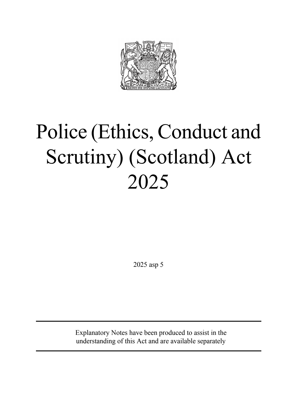 Police (Ethics, Conduct and Scrutiny) (Scotland) Act 2025