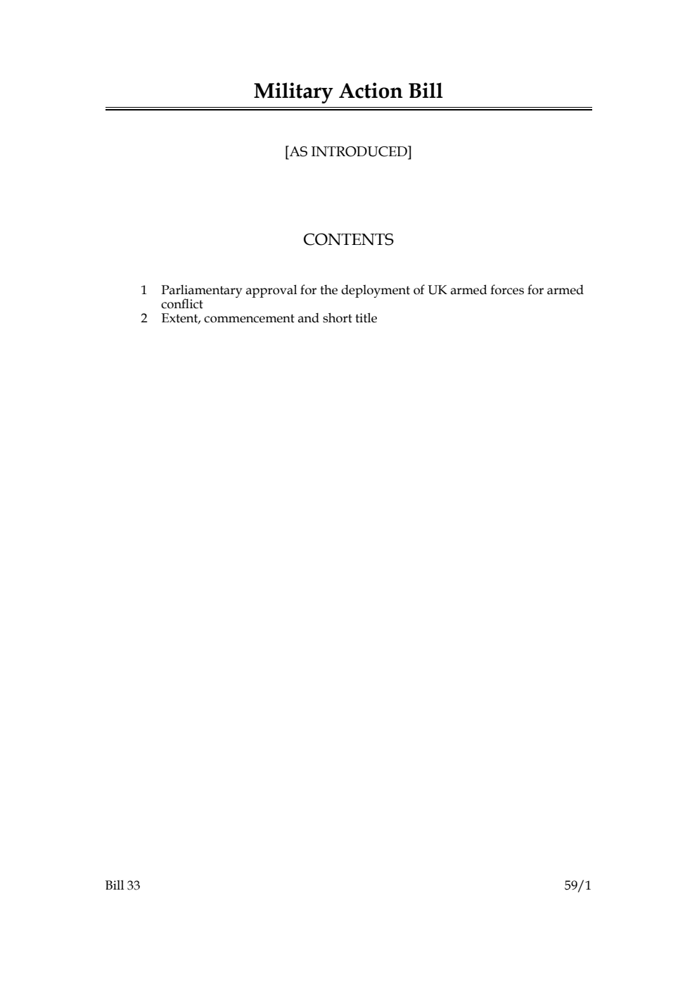 Military Action Bill