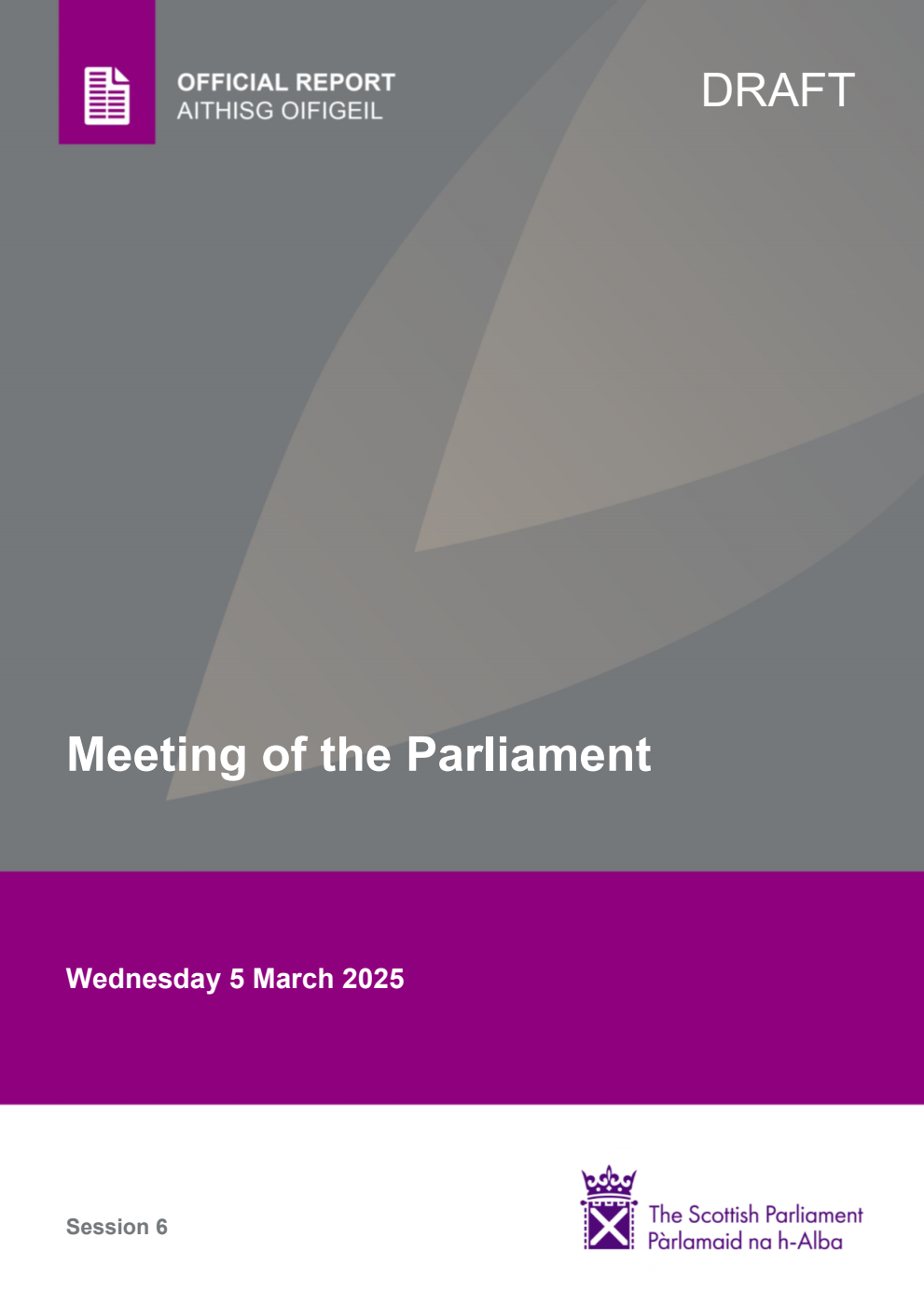 Official Report Meeting of the Parliament Wednesday 5 March 2025 [Draft]
