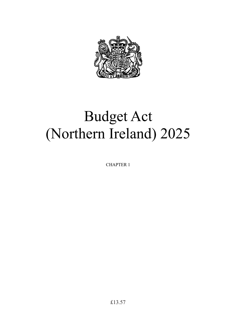 Budget Act (Northern Ireland) 2025
