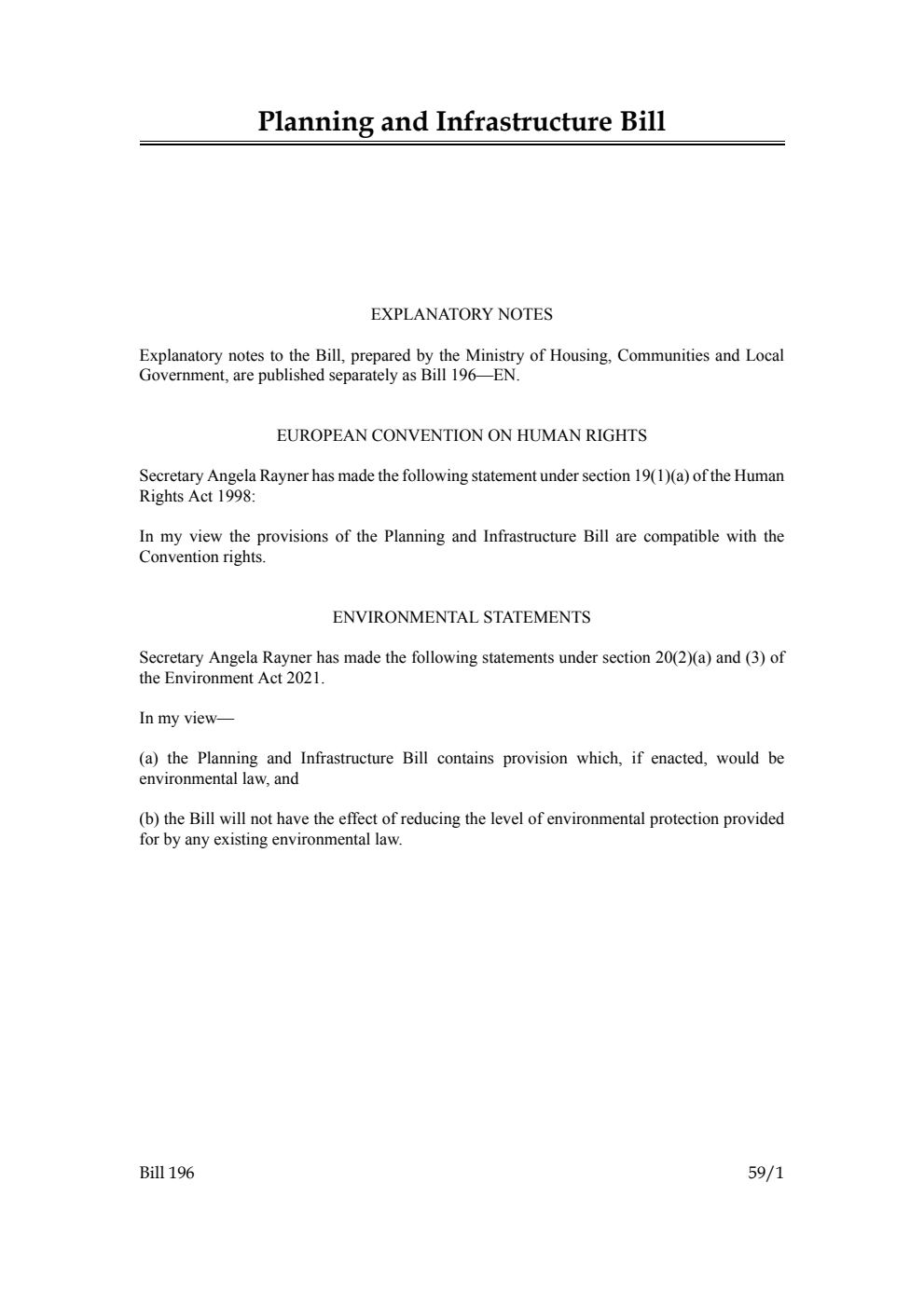 Planning and Infrastructure Bill