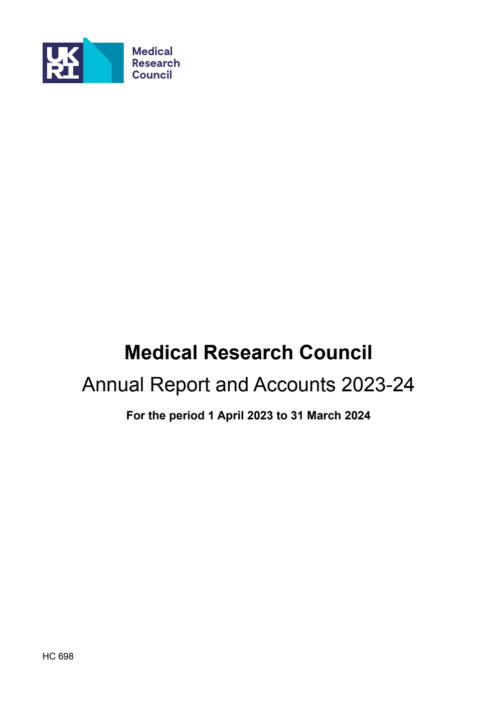 Medical Research Council Annual Report and Accounts 2023-24 for the period 1 April 2023 to 31 March 2024